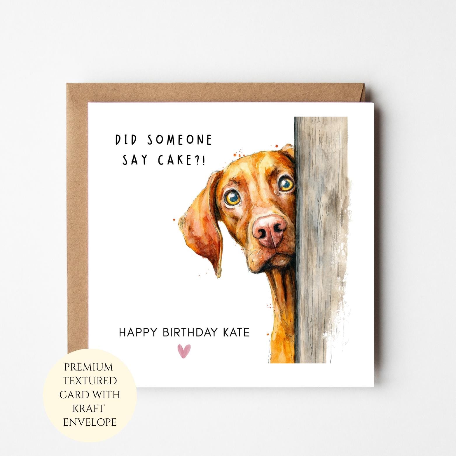 Personalised Vizsla Birthday Card: Dog Illustration for Her