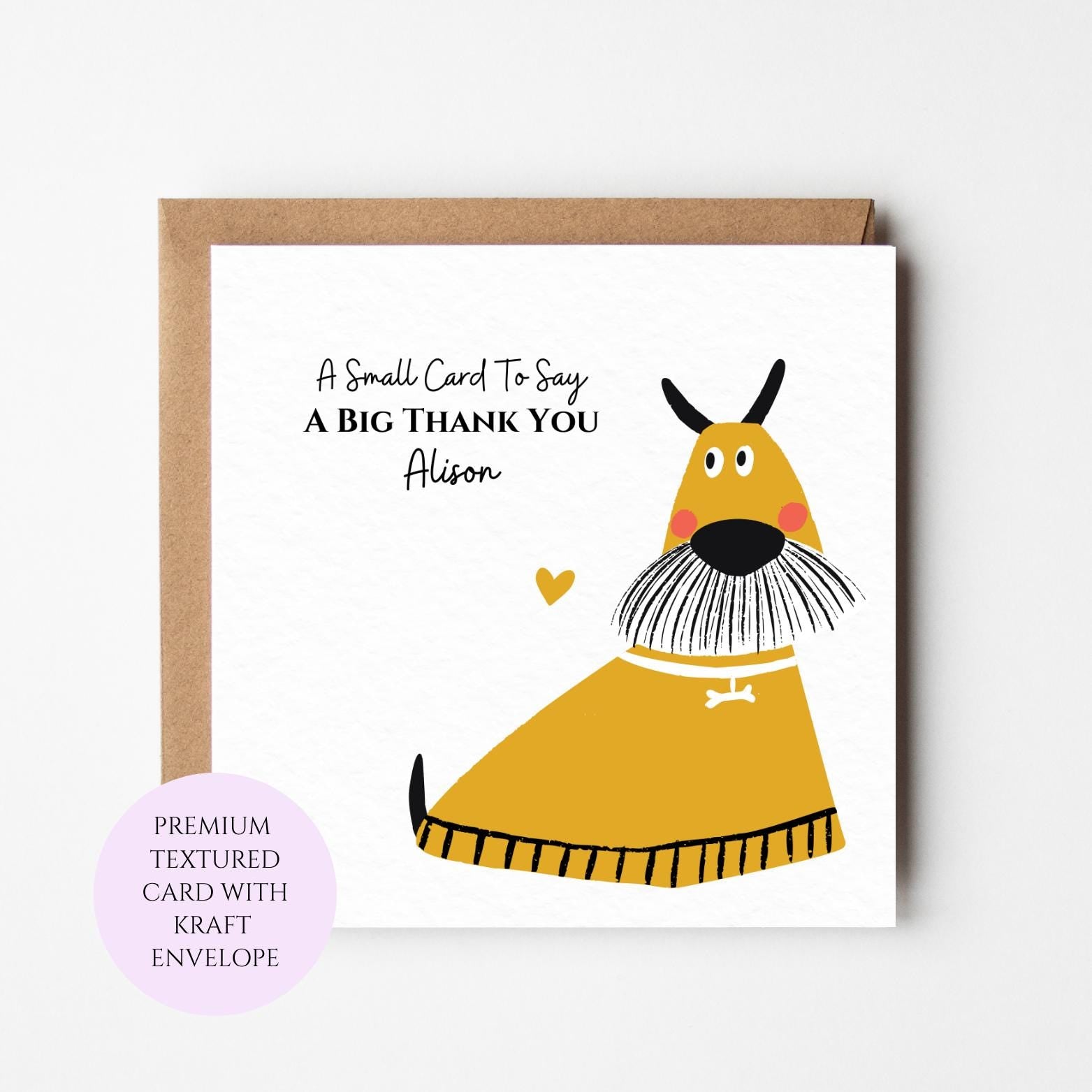 Personalised Dog Thank You Card, Colourful Sketch Illustration, Animal Lover Greeting