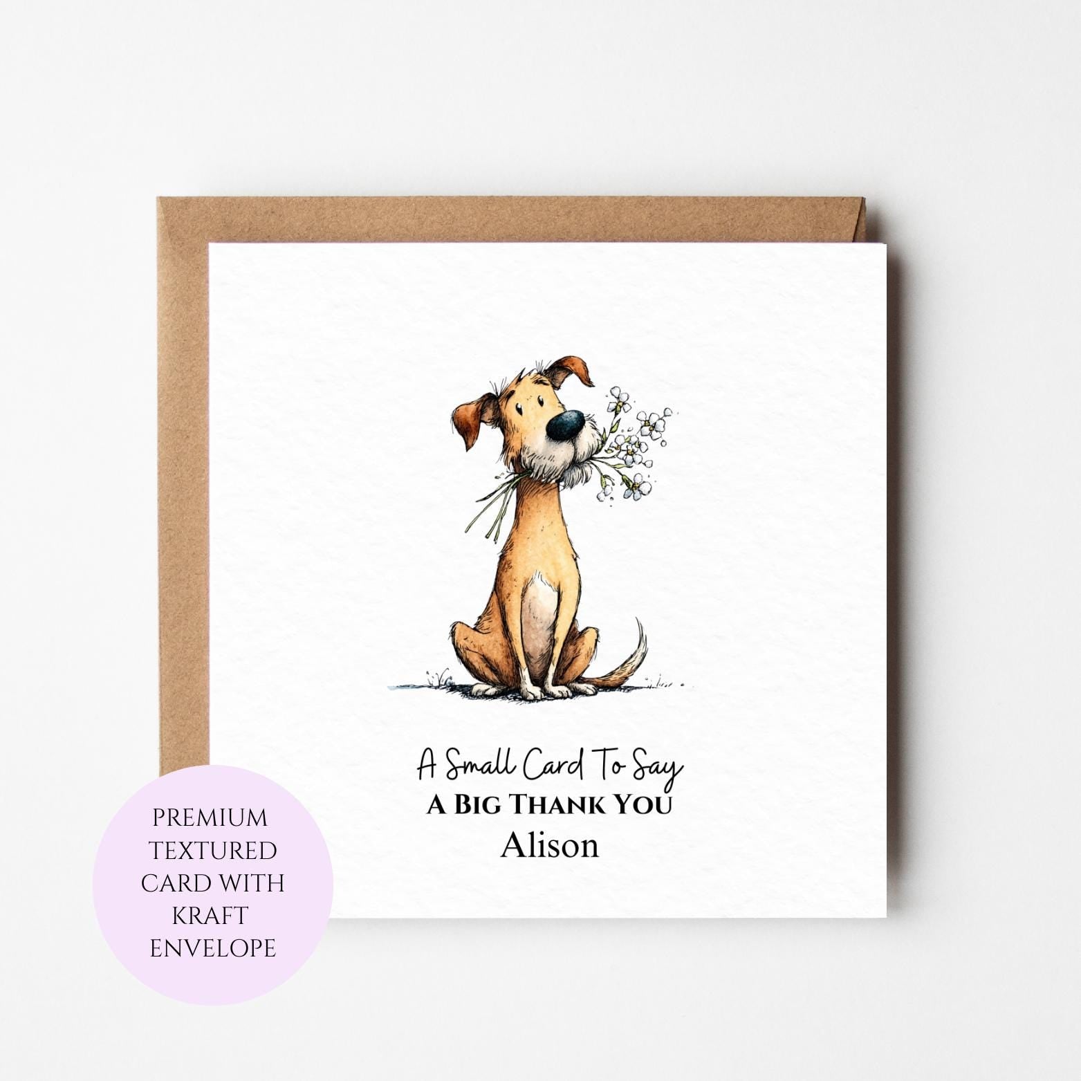 Personalised Dog Thank You Card, Floral Illustration, Animal Appreciation Card