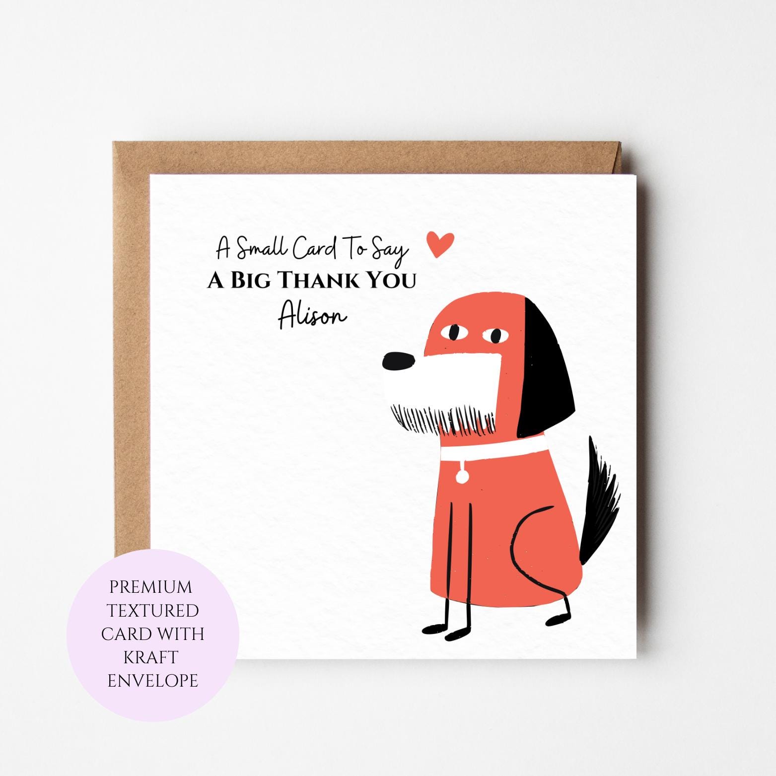 Personalised Whimsical Dog Thank You Card, Colourful Sketch Art Animal Card