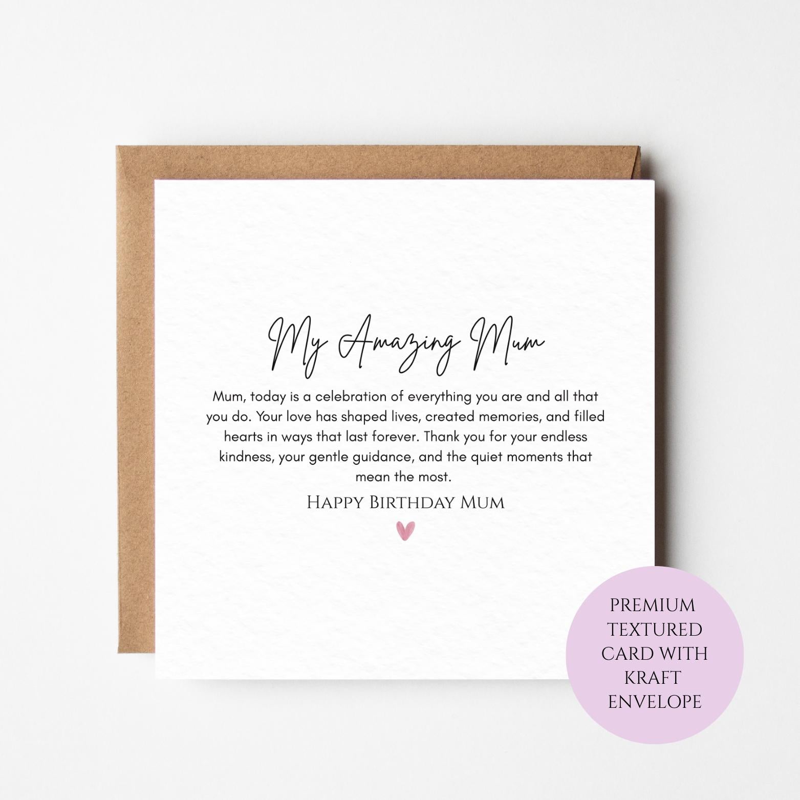 Mum Birthday Card: Elegant Design - Soft Colors, Keepsake Quality