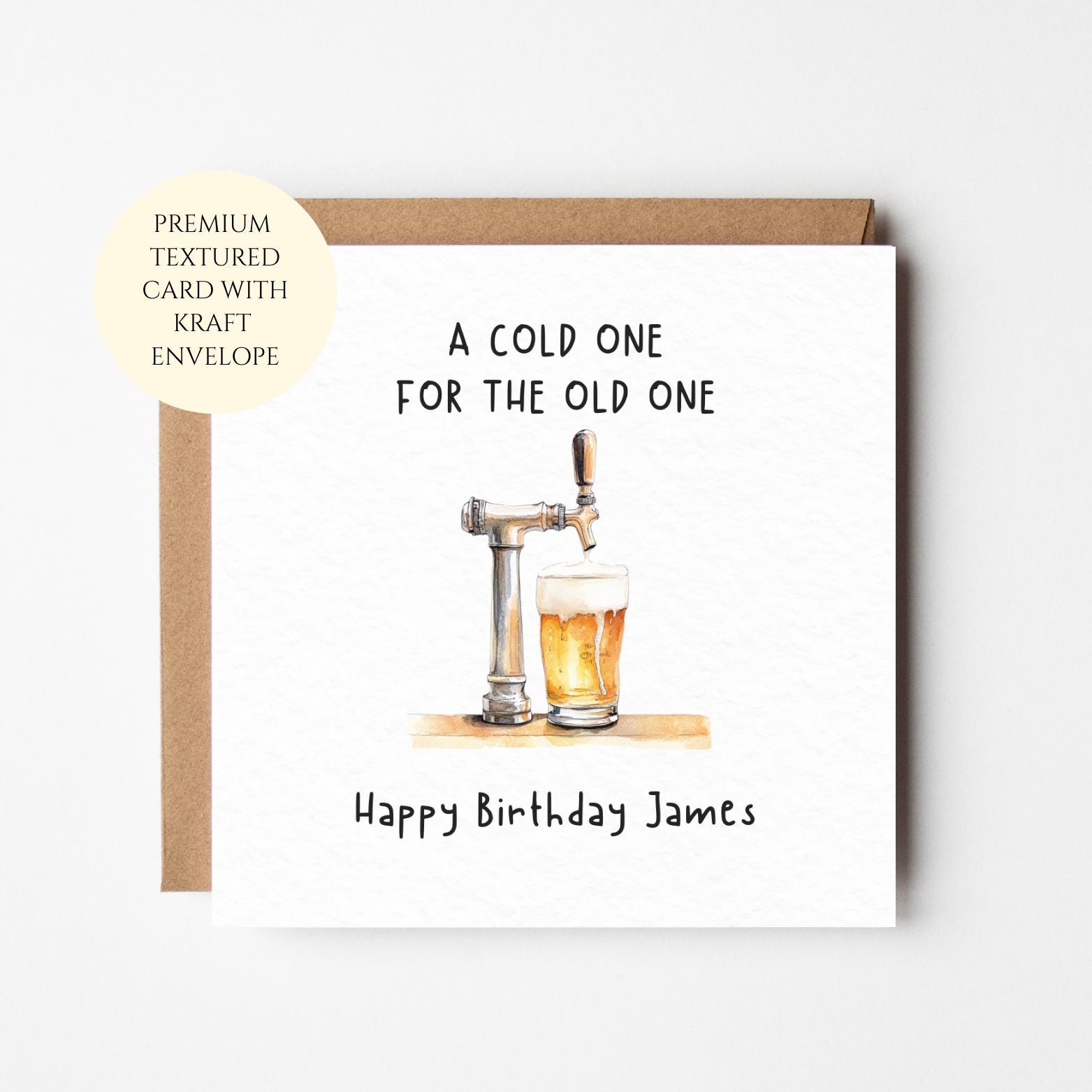 Funny Beer Birthday Card for Him, Dad, Husband, Humorous Greeting Card