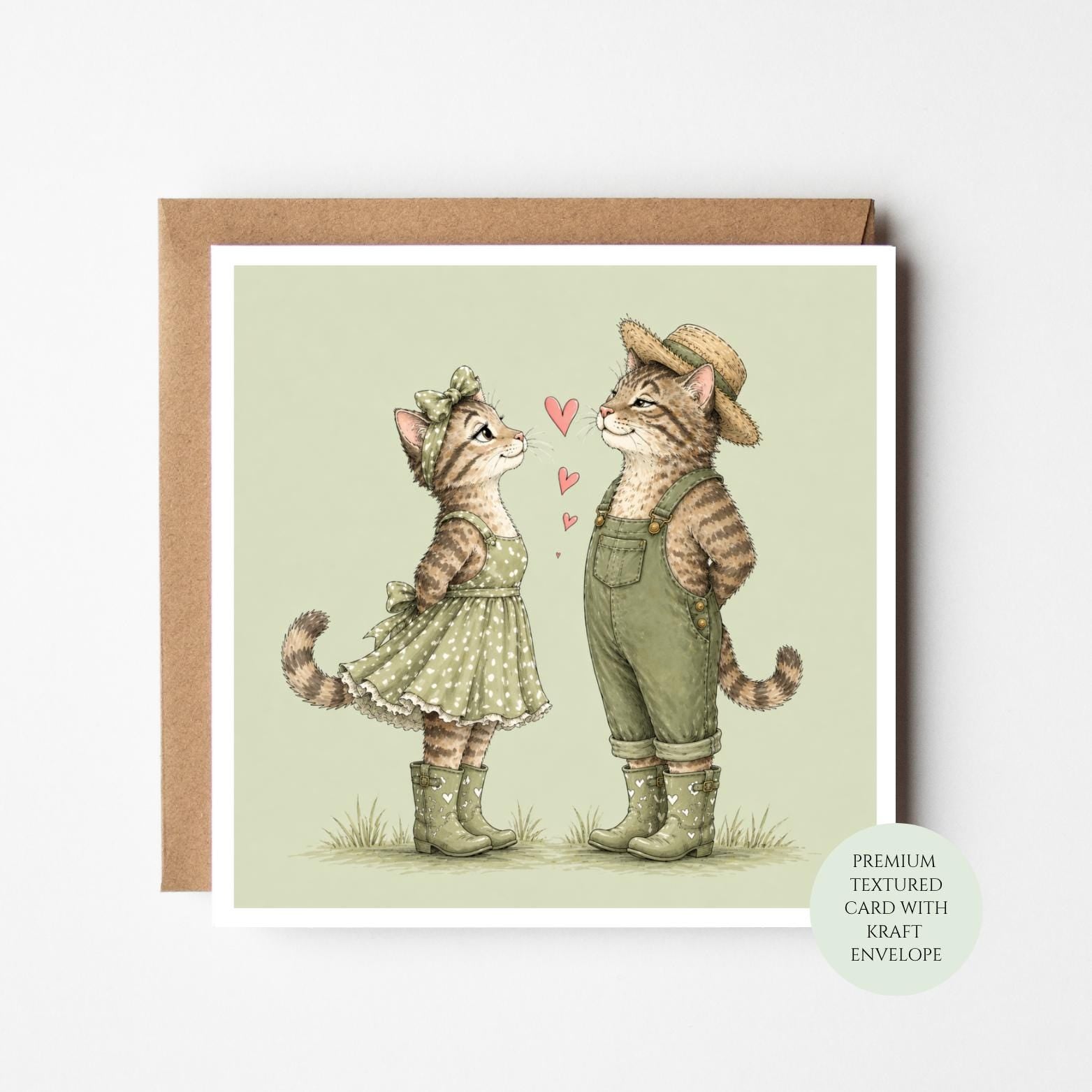 Love Cats Birthday Card: Cat Couple Design (Textured, Blank Inside)