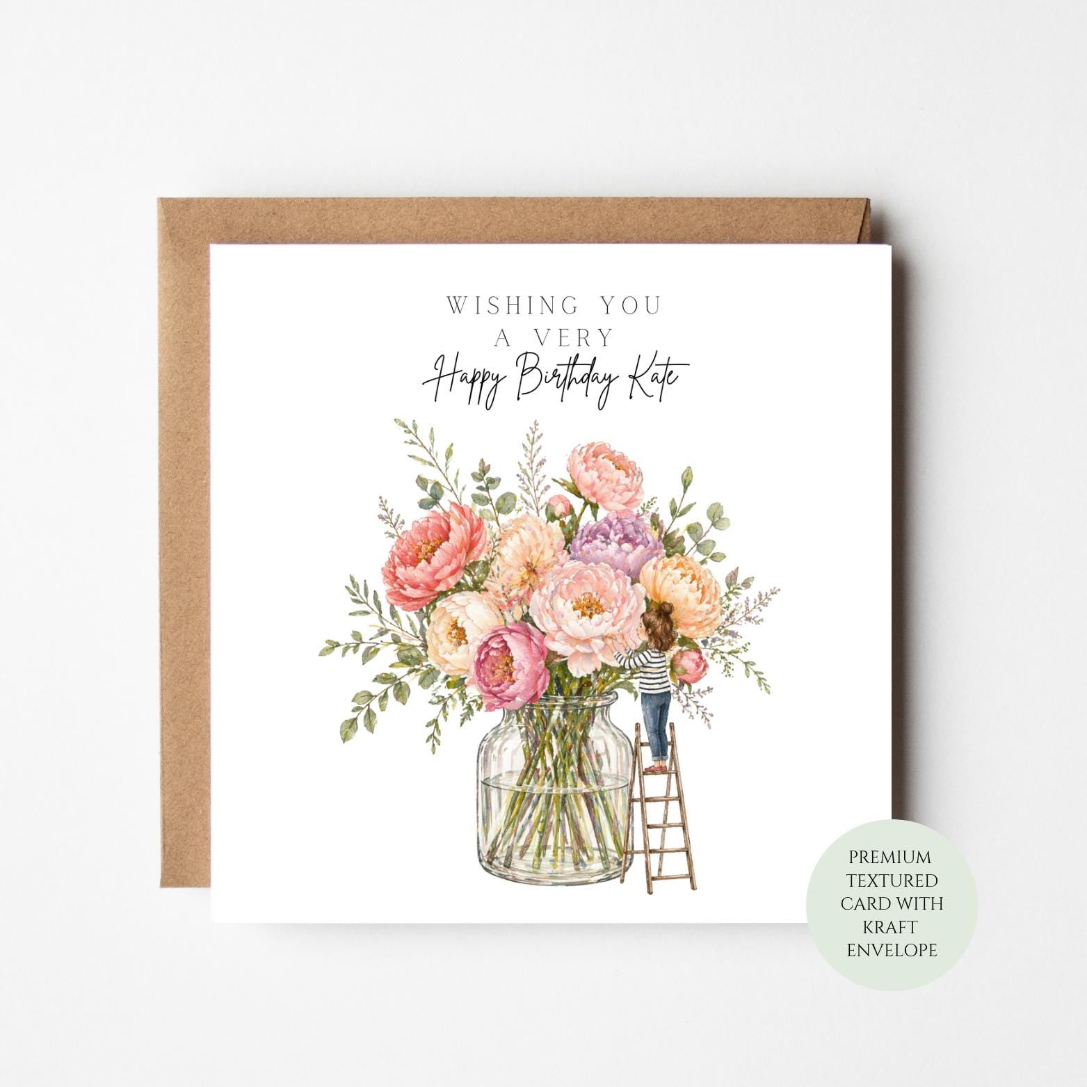 Floral Birthday Card: Colorful Flowers on Textured Paper