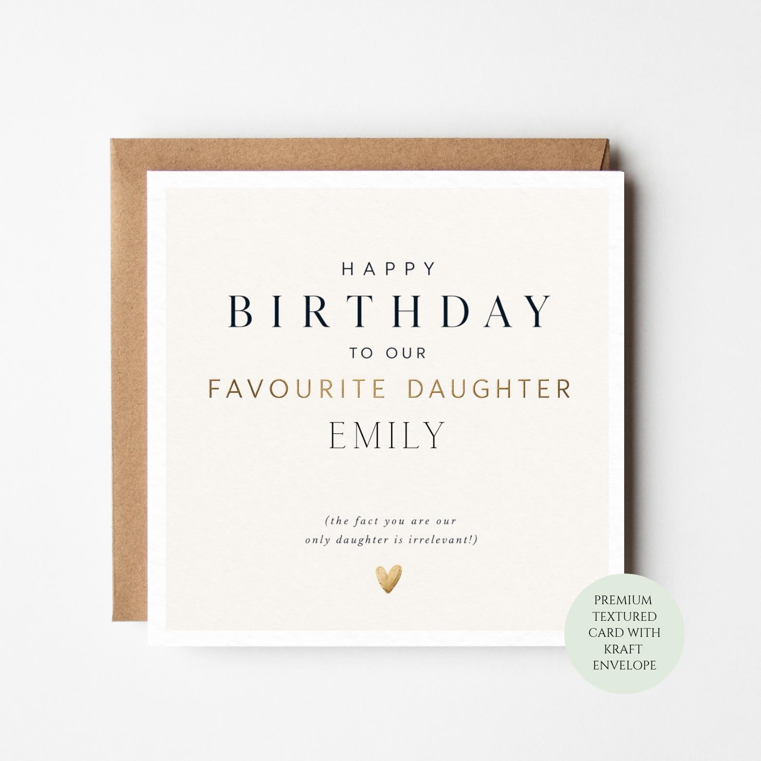 Funny Daughter Birthday Card (Textured, Includes Envelope)