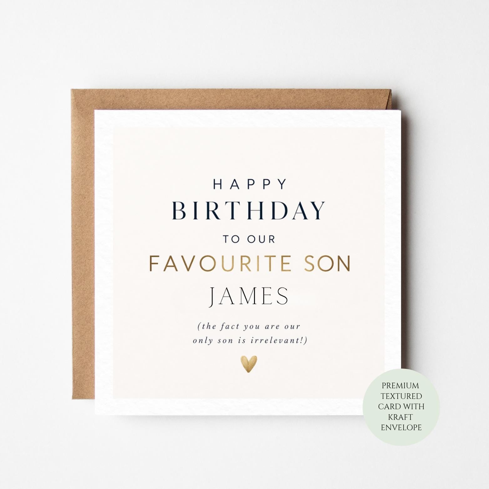 Son Birthday Card: Humorous, Textured Cardstock - From Loving Parents
