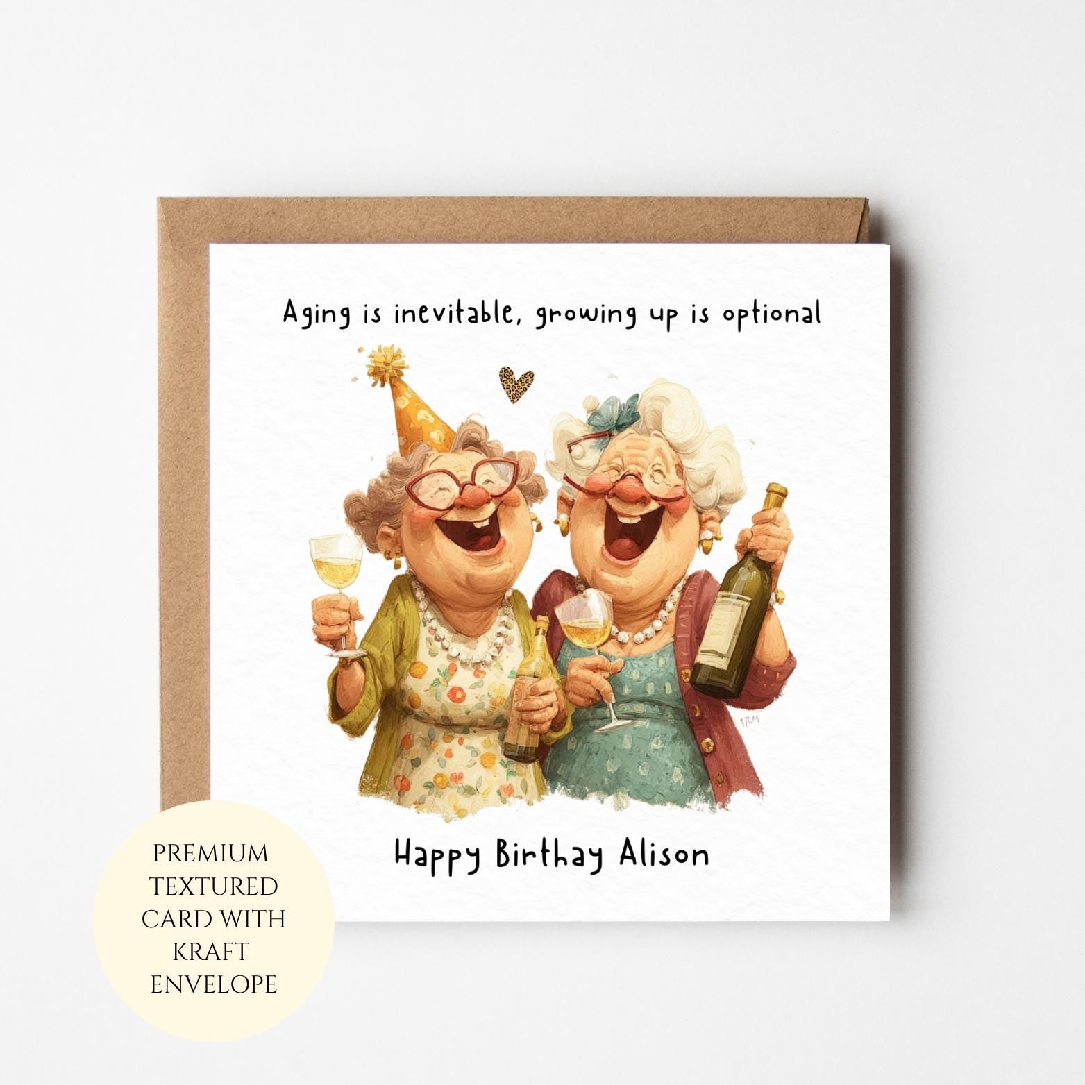Personalised Humorous Birthday Card for Her - Growing Up Optional Design