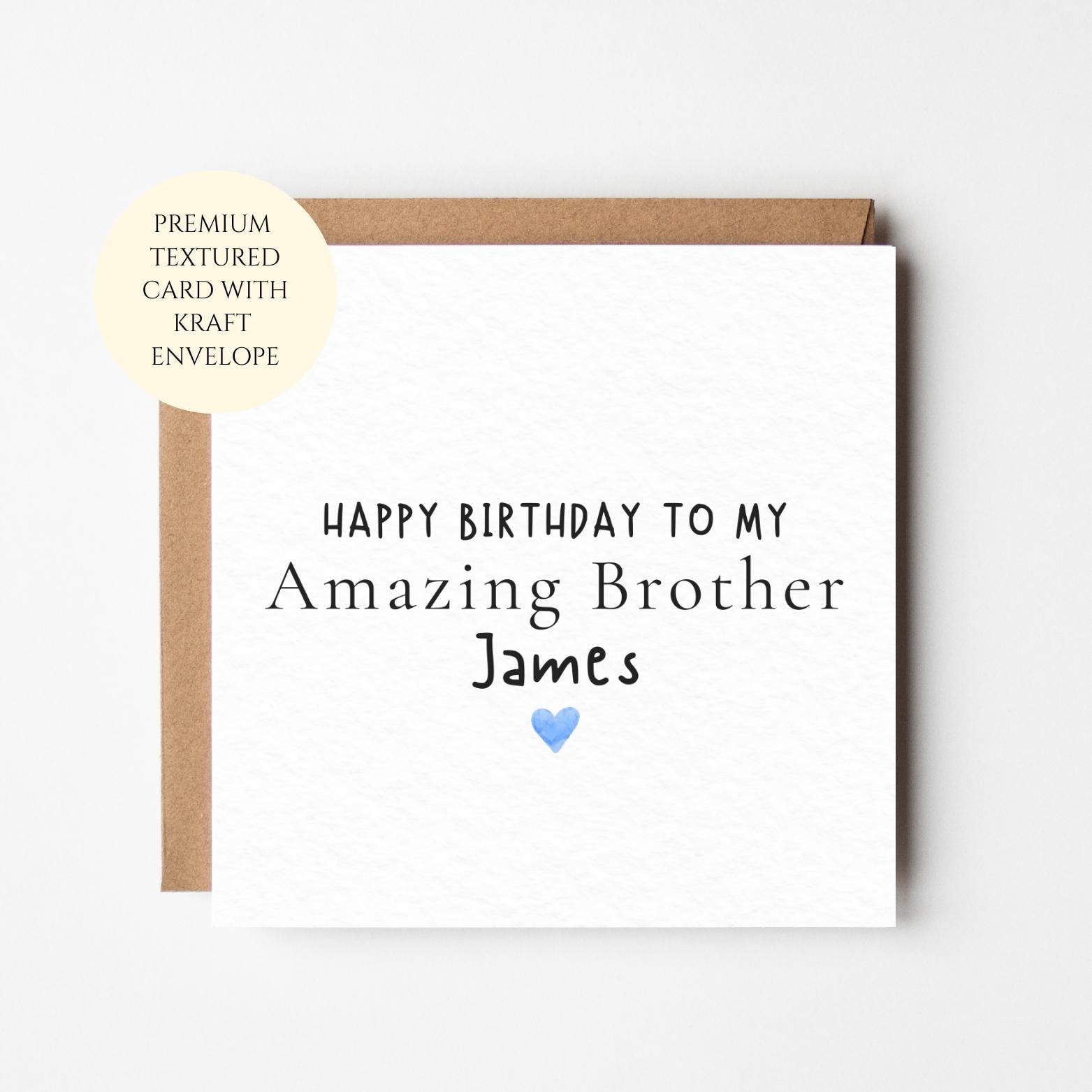 Personalised Brother Birthday Card: Blue Heart