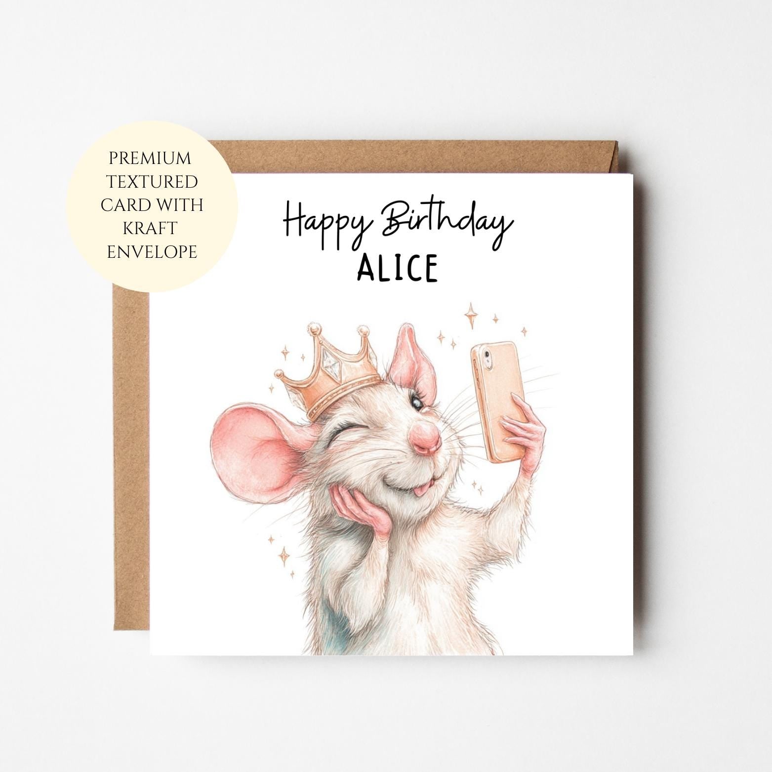 Mouse Birthday Card: Charming Animal Illustration