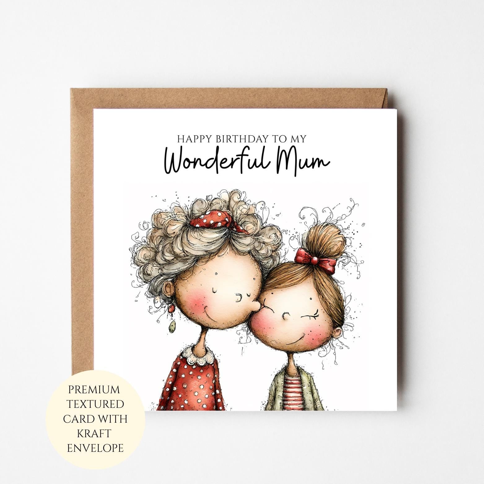 Birthday Card for Mum: Personalised From Daughter (Textured, Kraft Envelope)