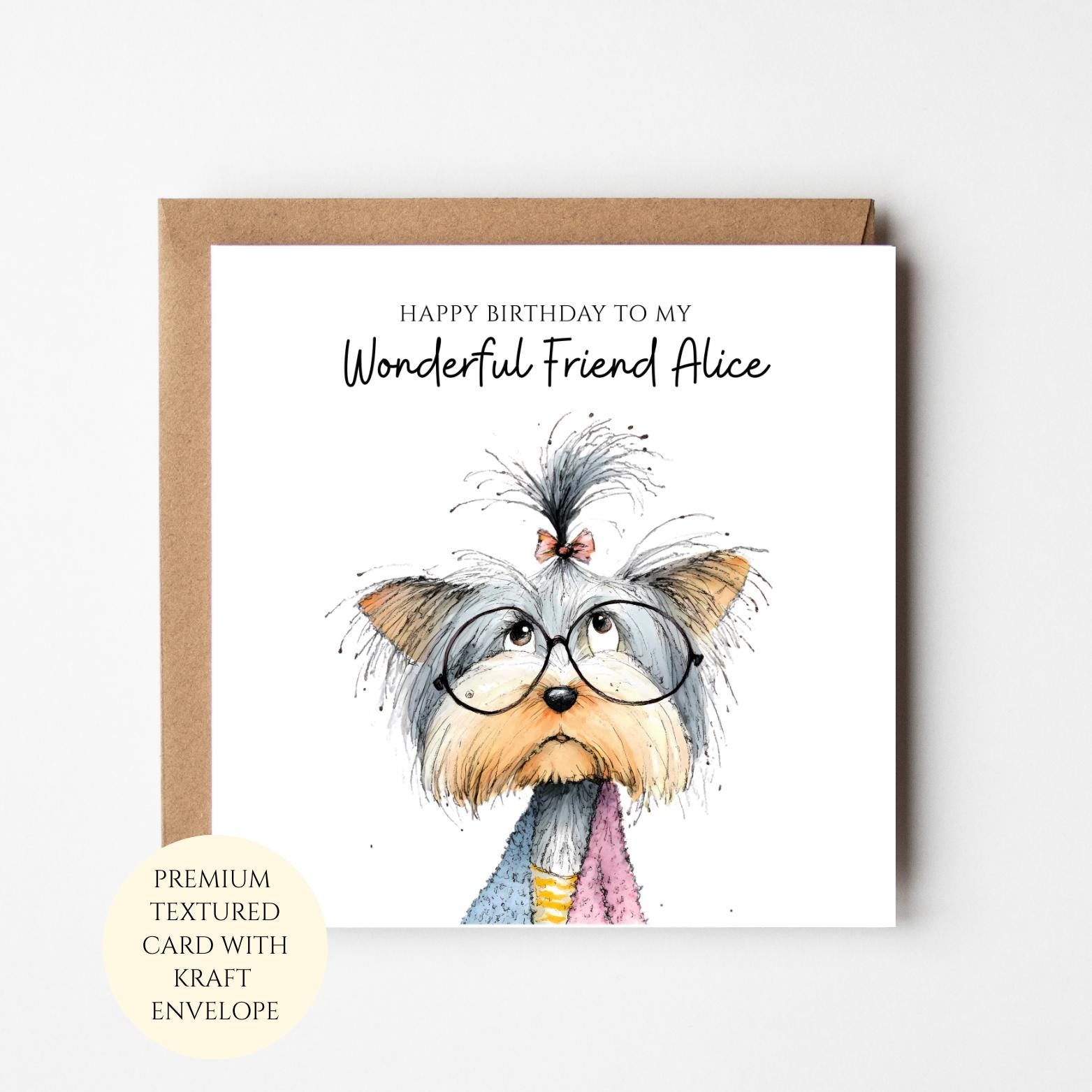 Dog Birthday Card: Personalised Funny Design (Includes Kraft Envelope)