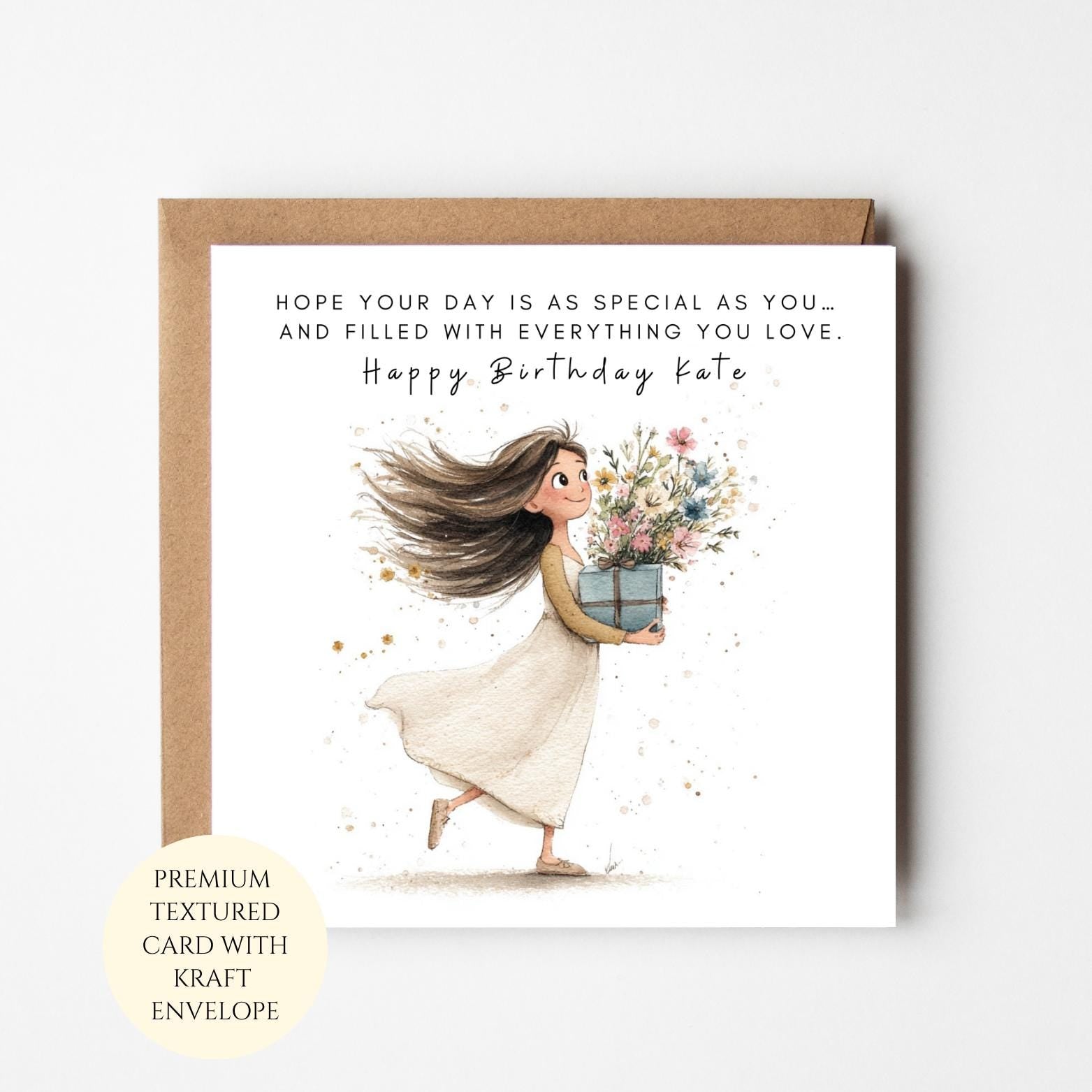Personalised Floral Birthday Card - Elegant Design for Sister or Friend