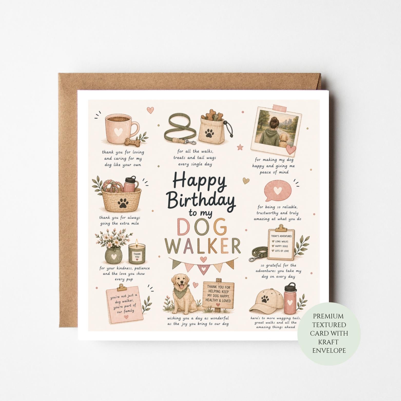 Happy Birthday Dog Walker Card, Dog Sitter Appreciation Greeting