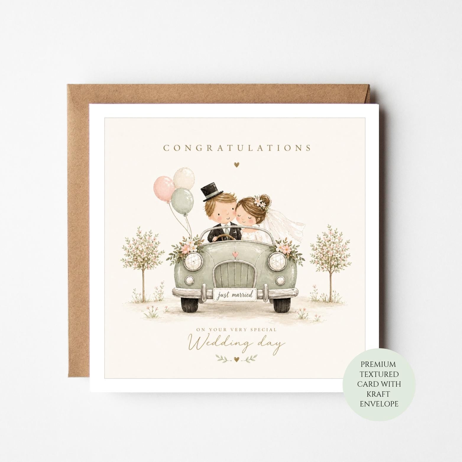 Congratulations On Your Very Special Wedding Day Card, Bride and Groom Just Married Card