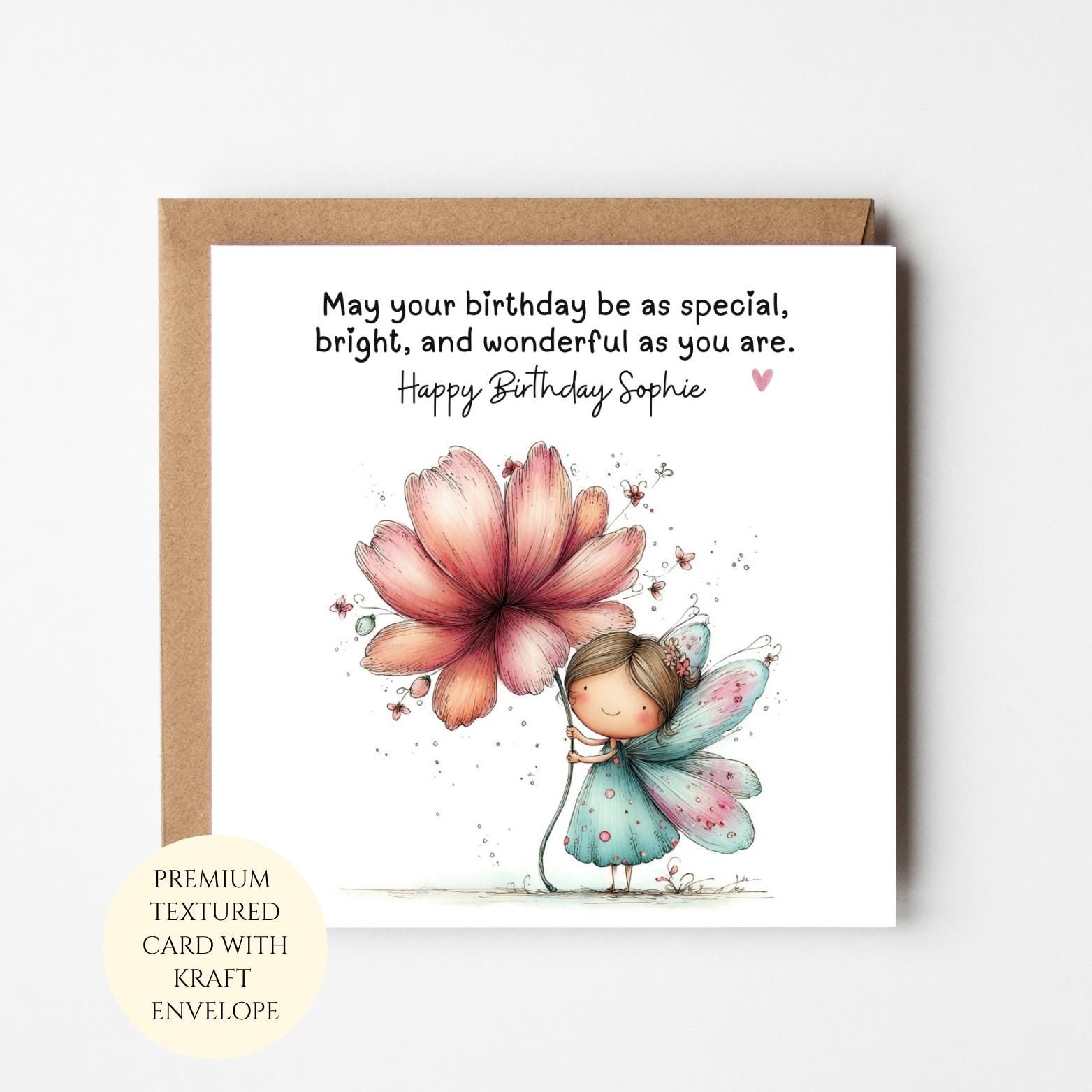 Personalised Floral Birthday Card for Girl, Daughter, Flower Girl Keepsake