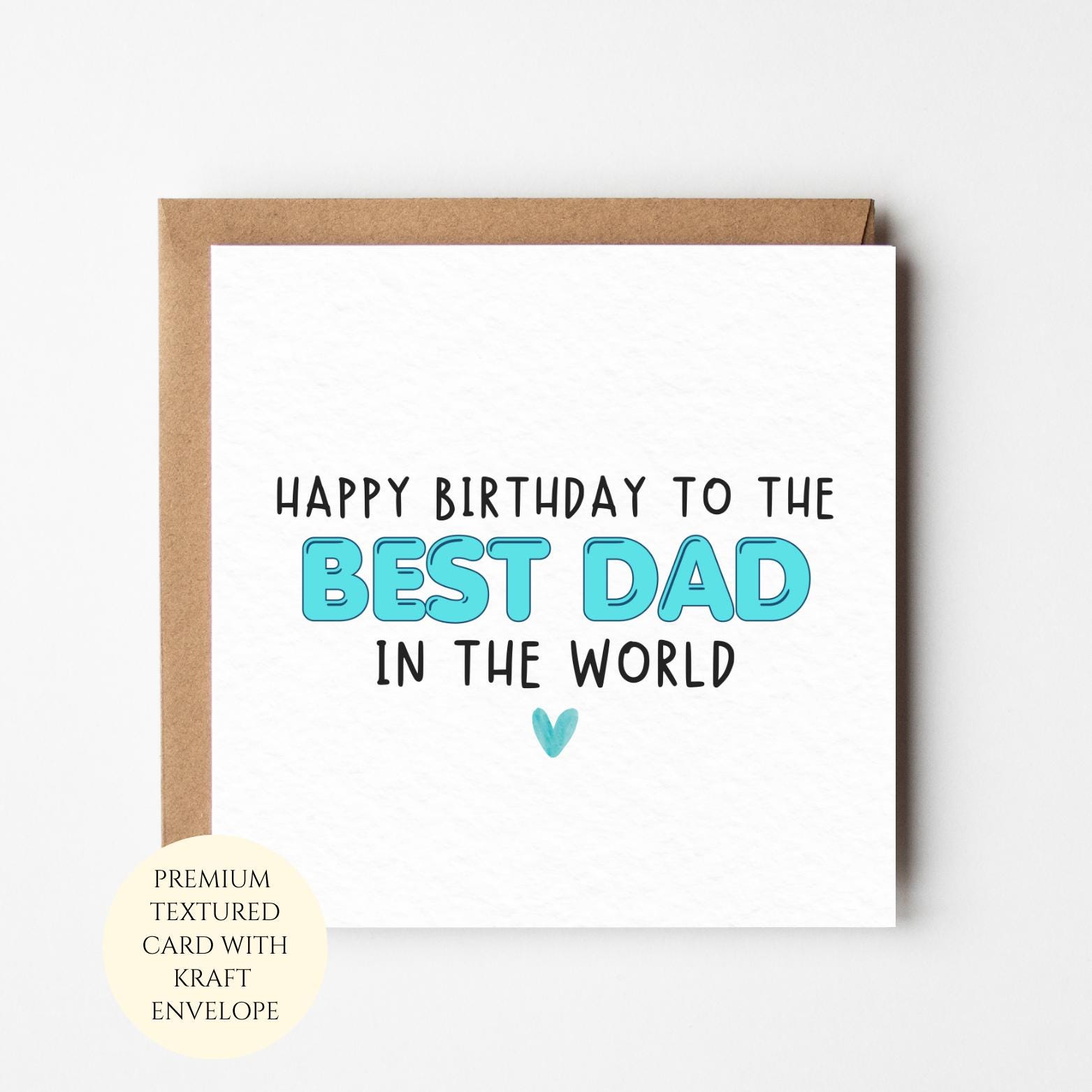 Personalised Dad Birthday Card From Daughter Son, Kraft Envelope