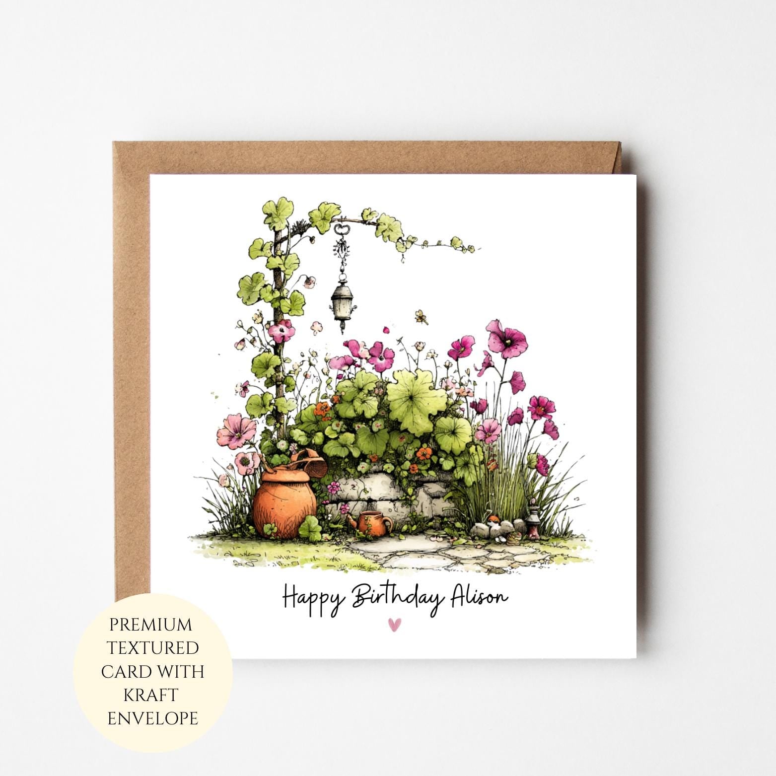 Personalised Garden Birthday Card: Floral Plant Lover Greeting For Her