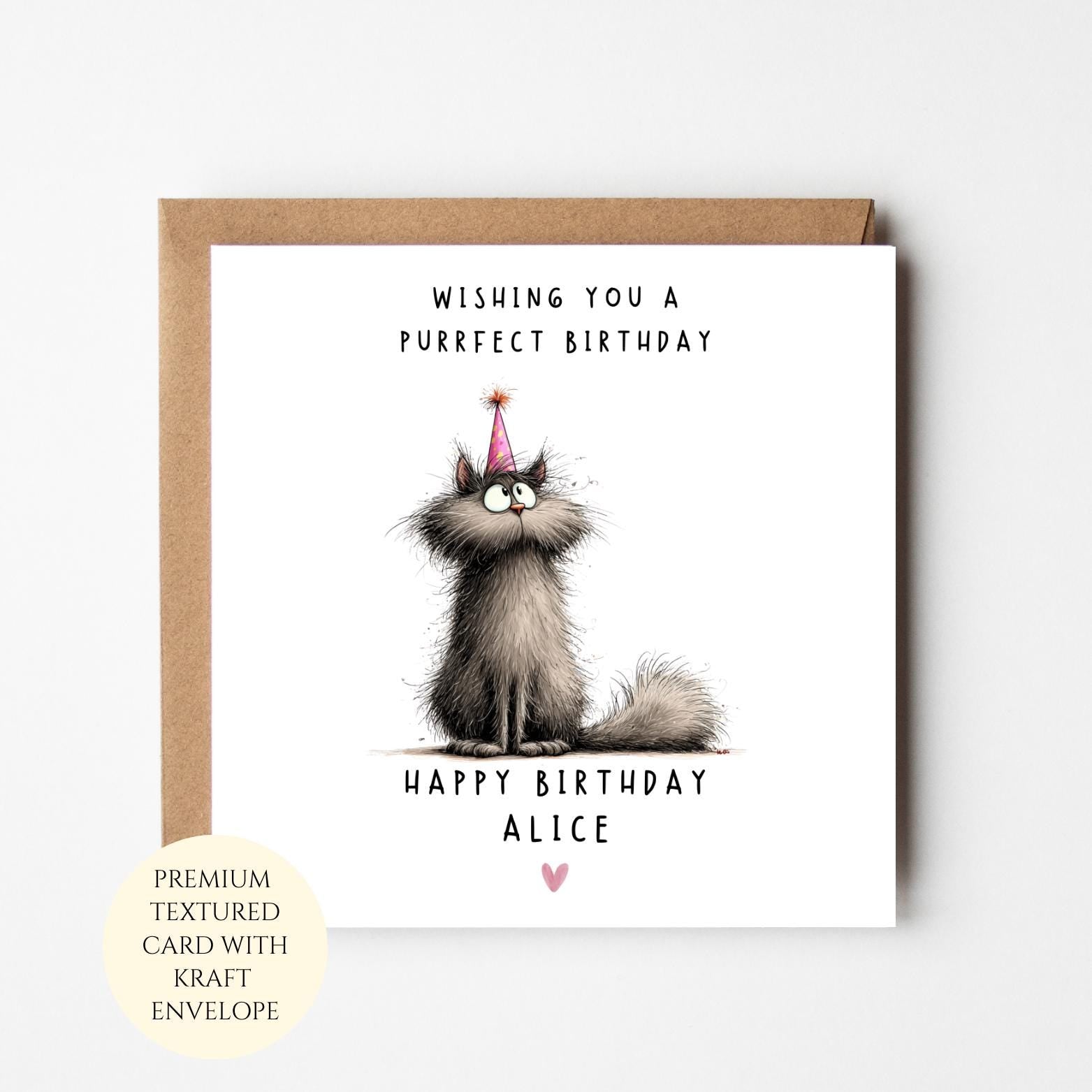 Personalised Cat Birthday Card: Whimsical Pun Greeting for Cat Lovers