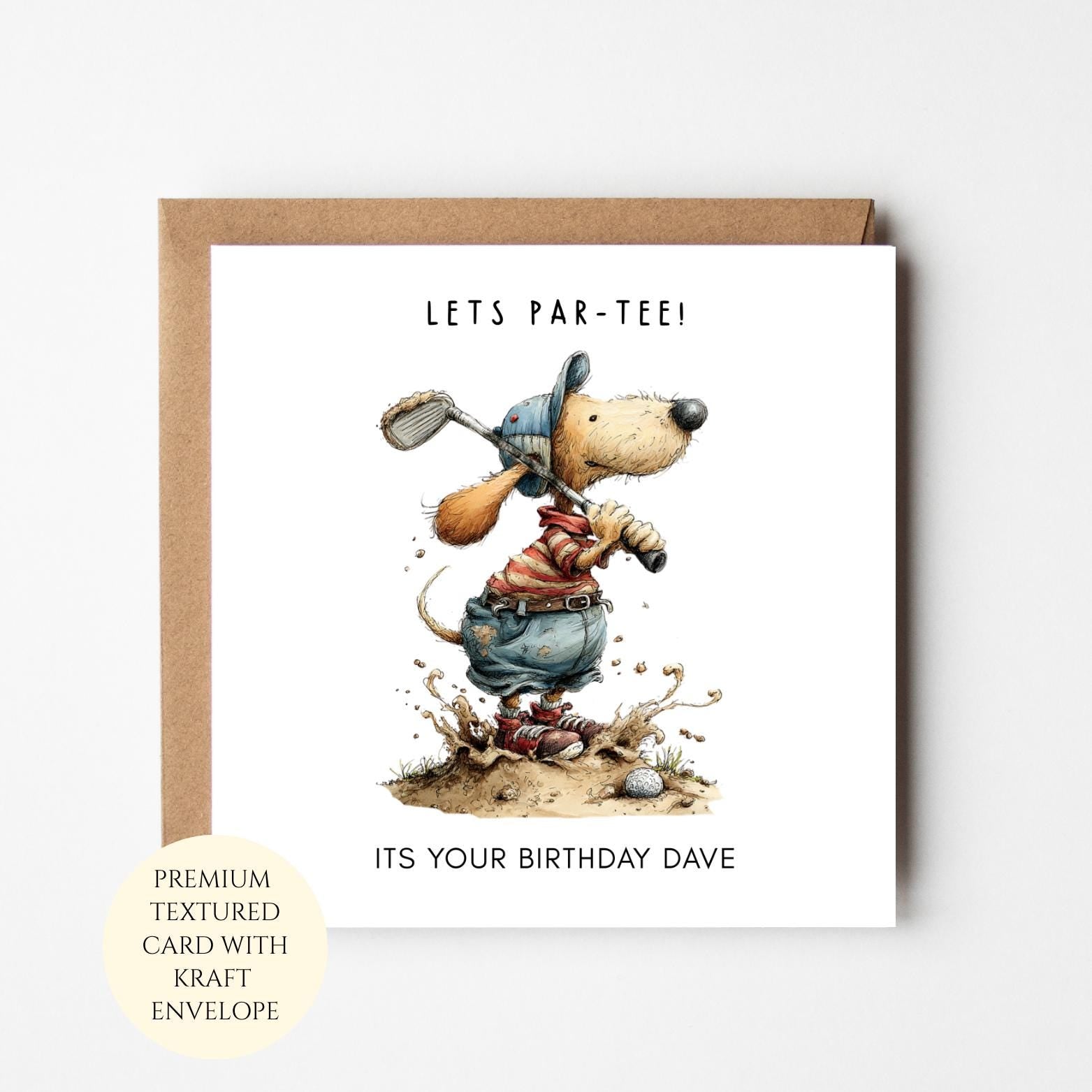 Funny Dachshund Golf Card: Personalised Birthday For Him, Golf Lover Gift