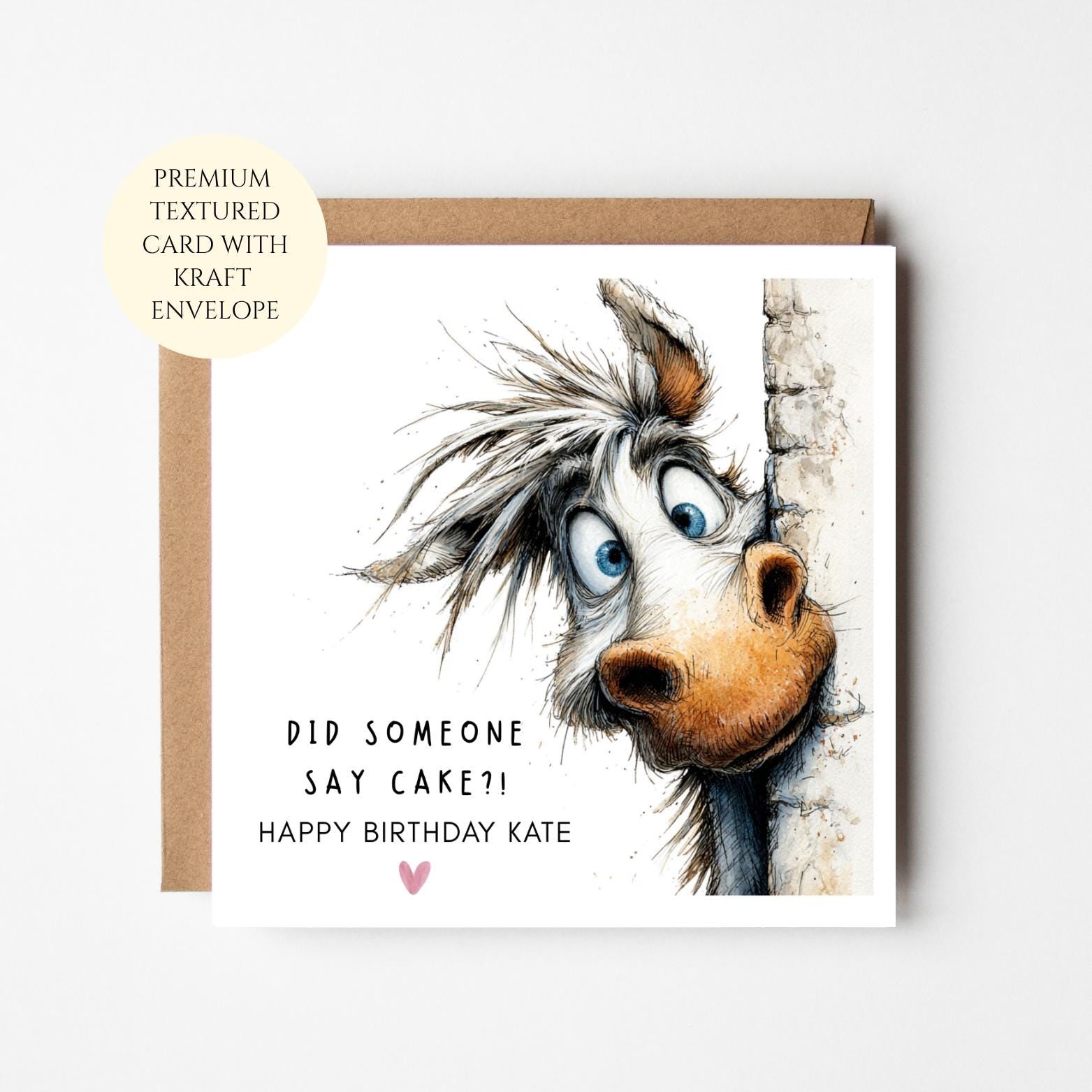 Funny Horse Birthday Card: Personalised Whimsical Animal Greeting (Includes Envelope)