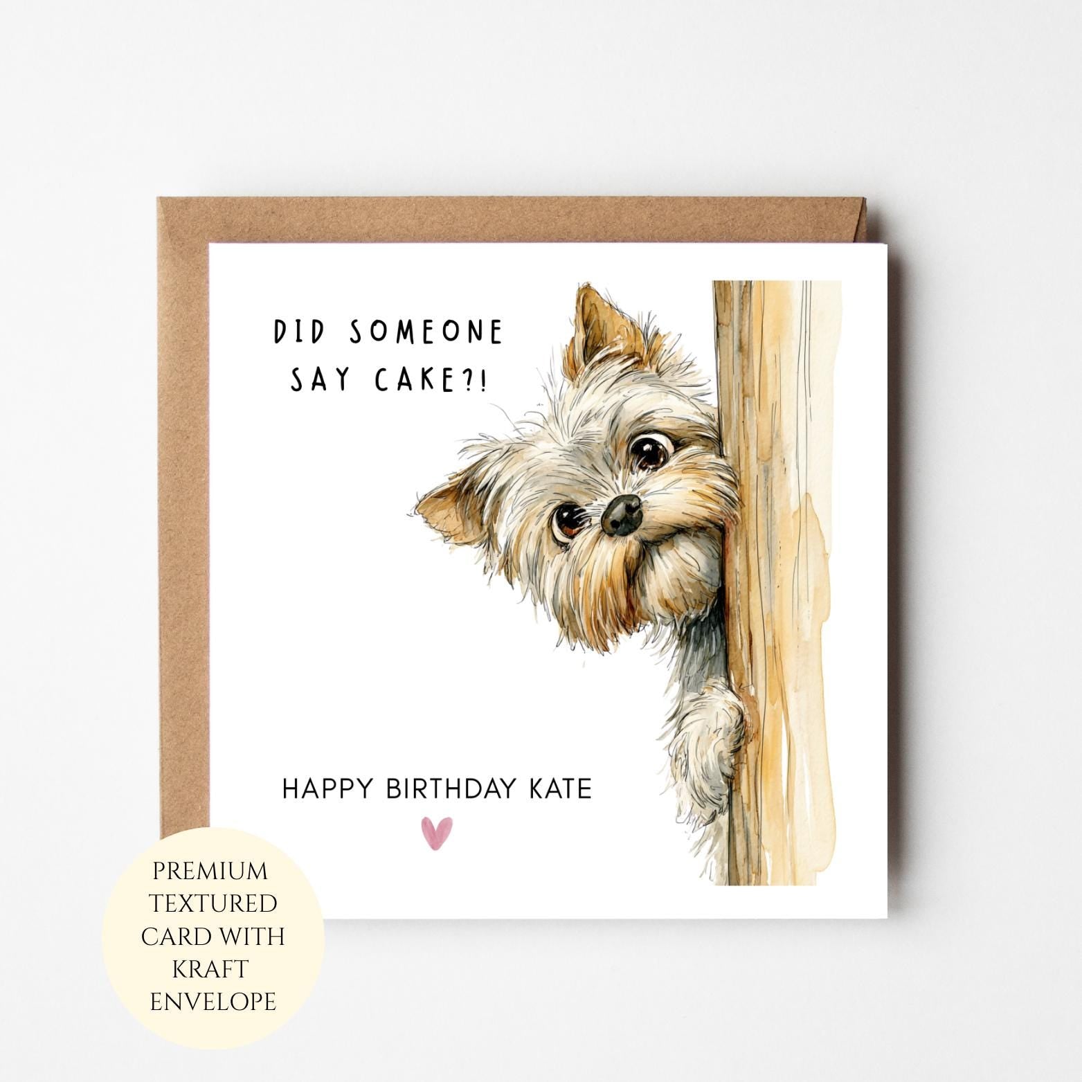 Personalised Yorkshire Terrier Birthday Card: Dog Illustration For Her
