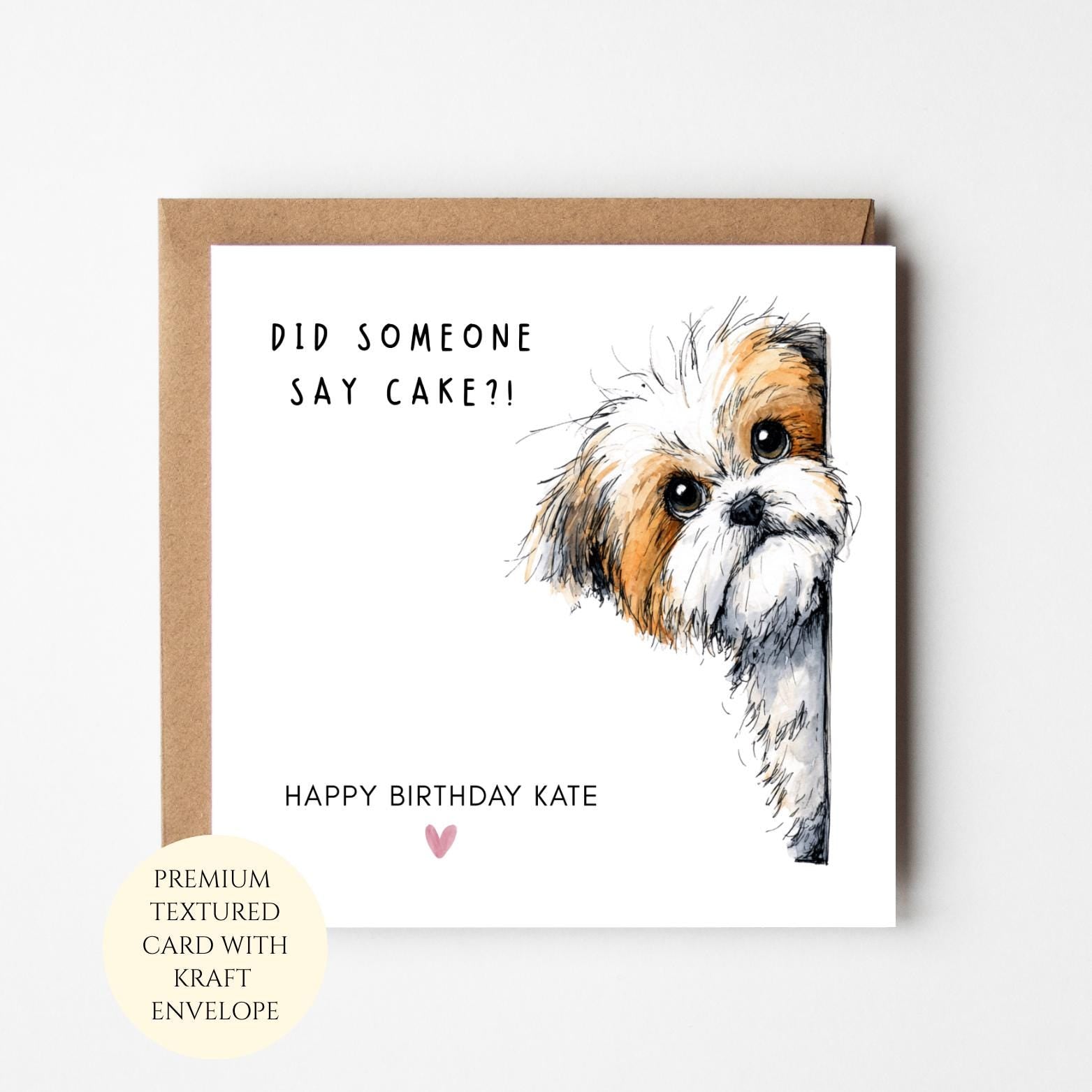 Personalised Shih Tzu Birthday Card: Adorable Puppy Illustration for Dog Lovers
