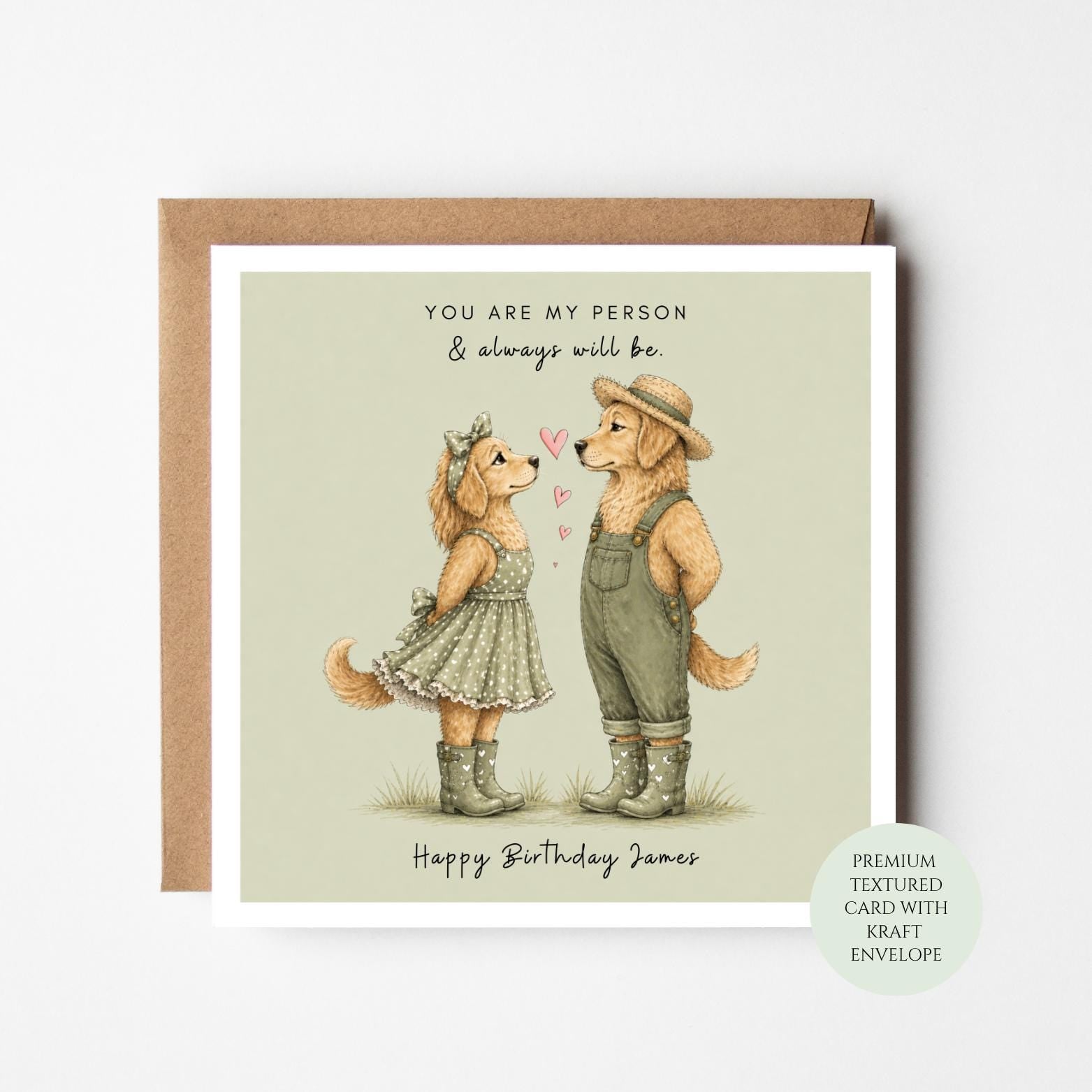 Personalised Dog Couple Birthday Card, You Are My Person Romantic Greeting
