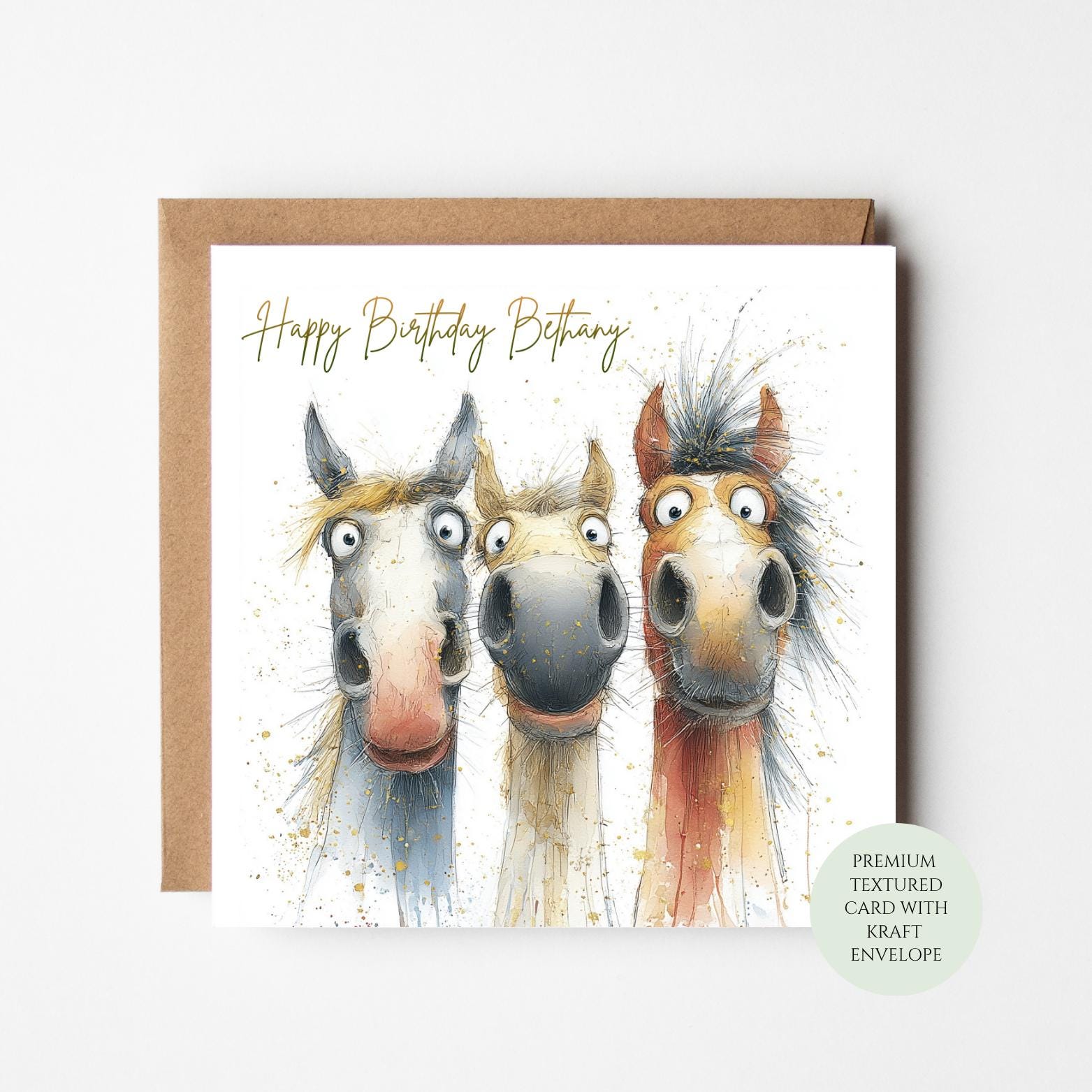 Funny Horse Birthday Card, Equestrian Friend, Pony Greeting Card