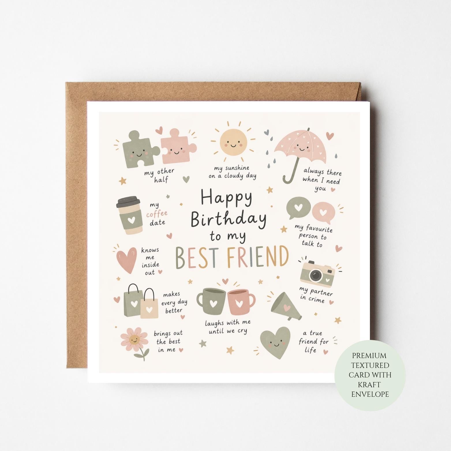 Happy Birthday Card for Friend, Friendship Sentiment, Female Friend