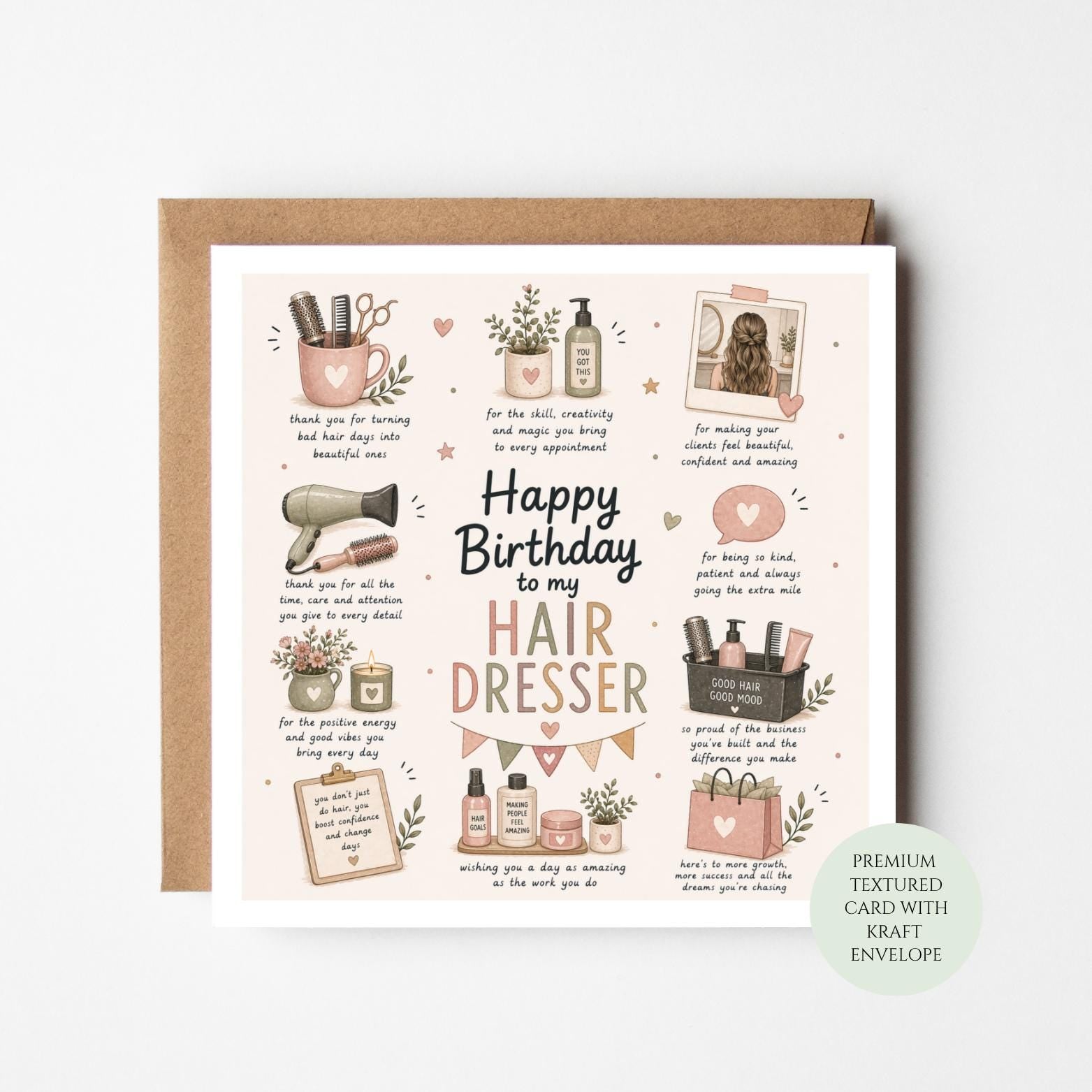 Happy Birthday Hairdresser Card, Salon Owner, Stylist Appreciation Greeting