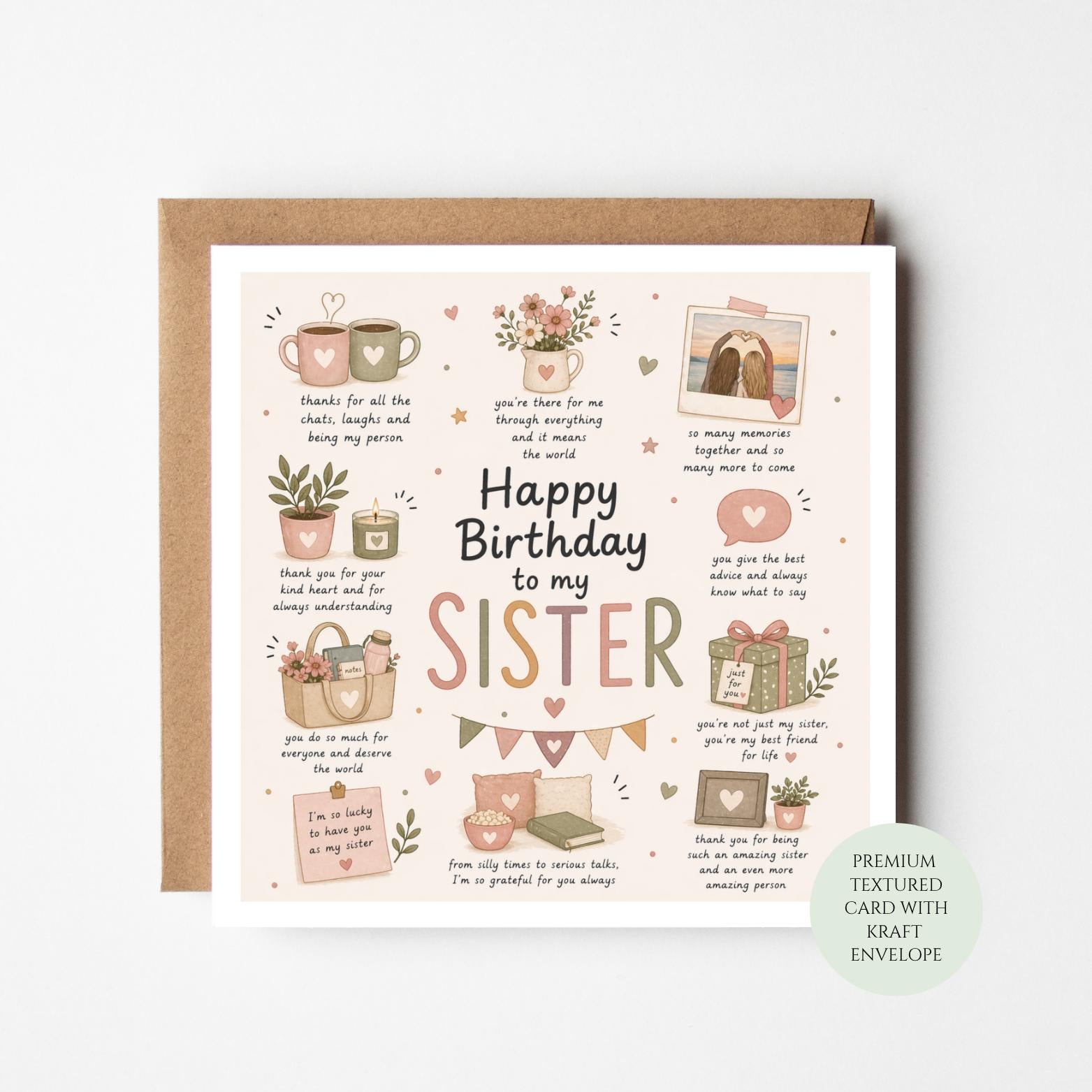 Happy Birthday Sister Card, Heartfelt Sibling Greeting, Friend Message