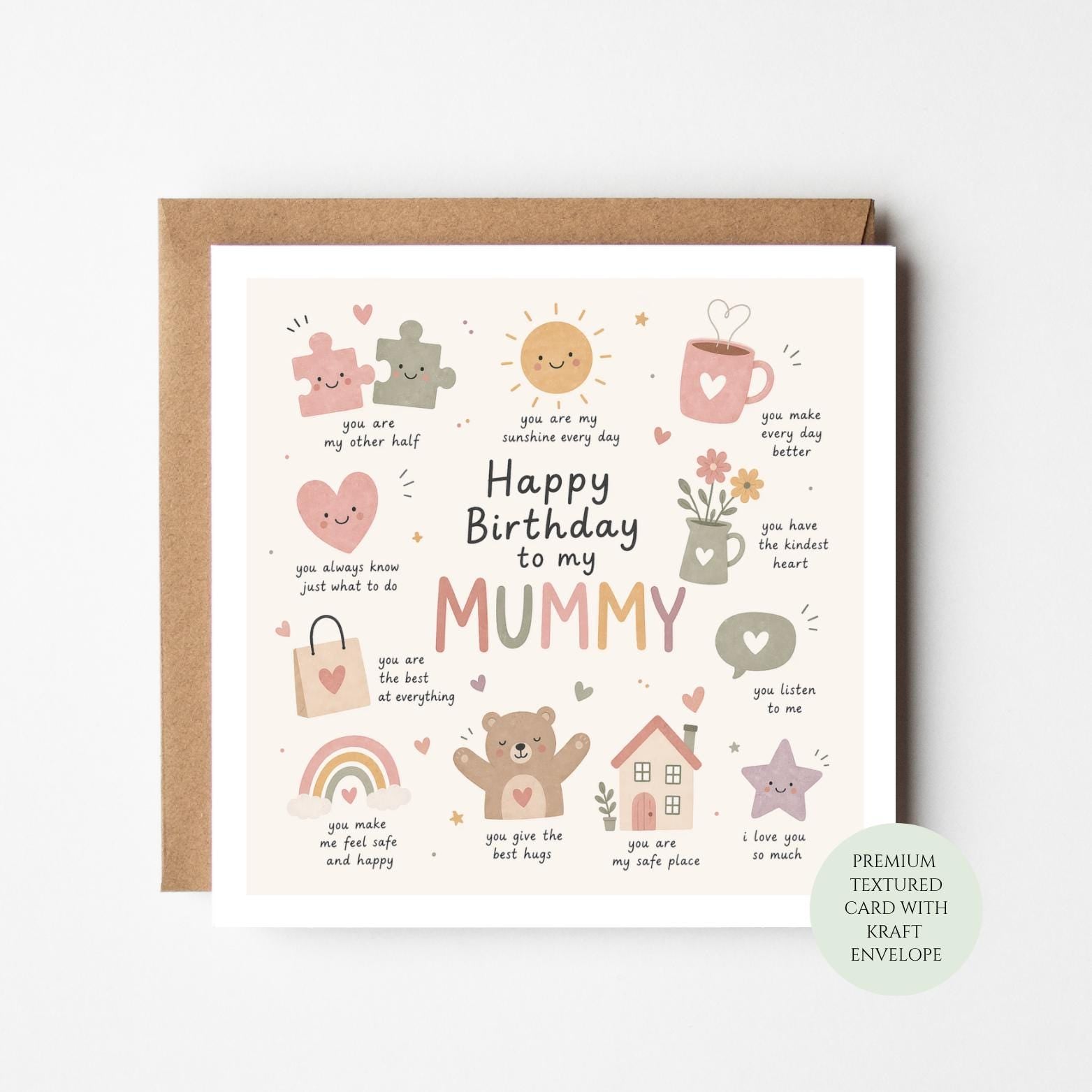 Happy Birthday Mummy Card, Child's Loving Message, Son Daughter Gift
