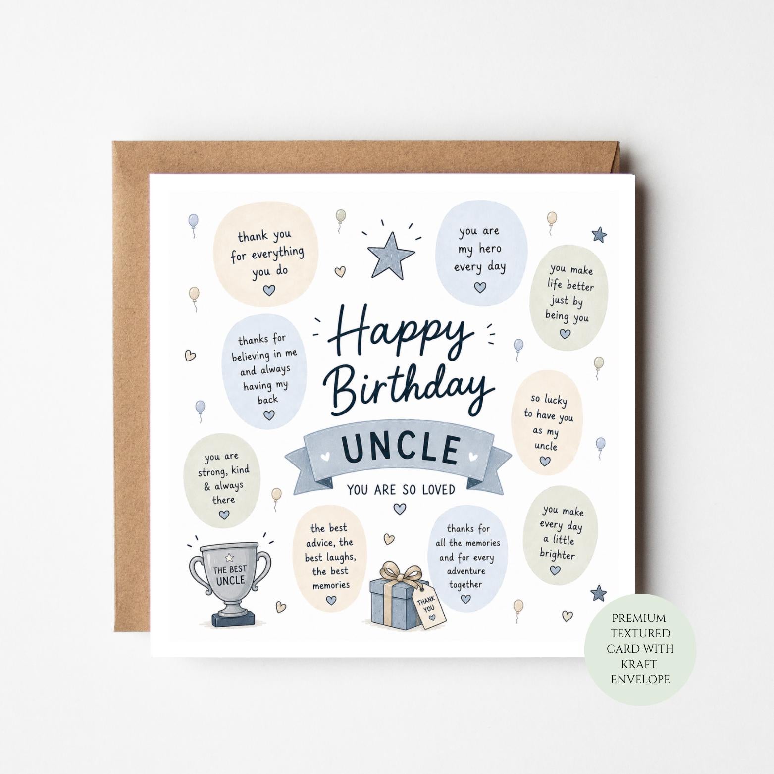 Happy Birthday Uncle Card, You Are So Loved, Trophy Uncle, Print