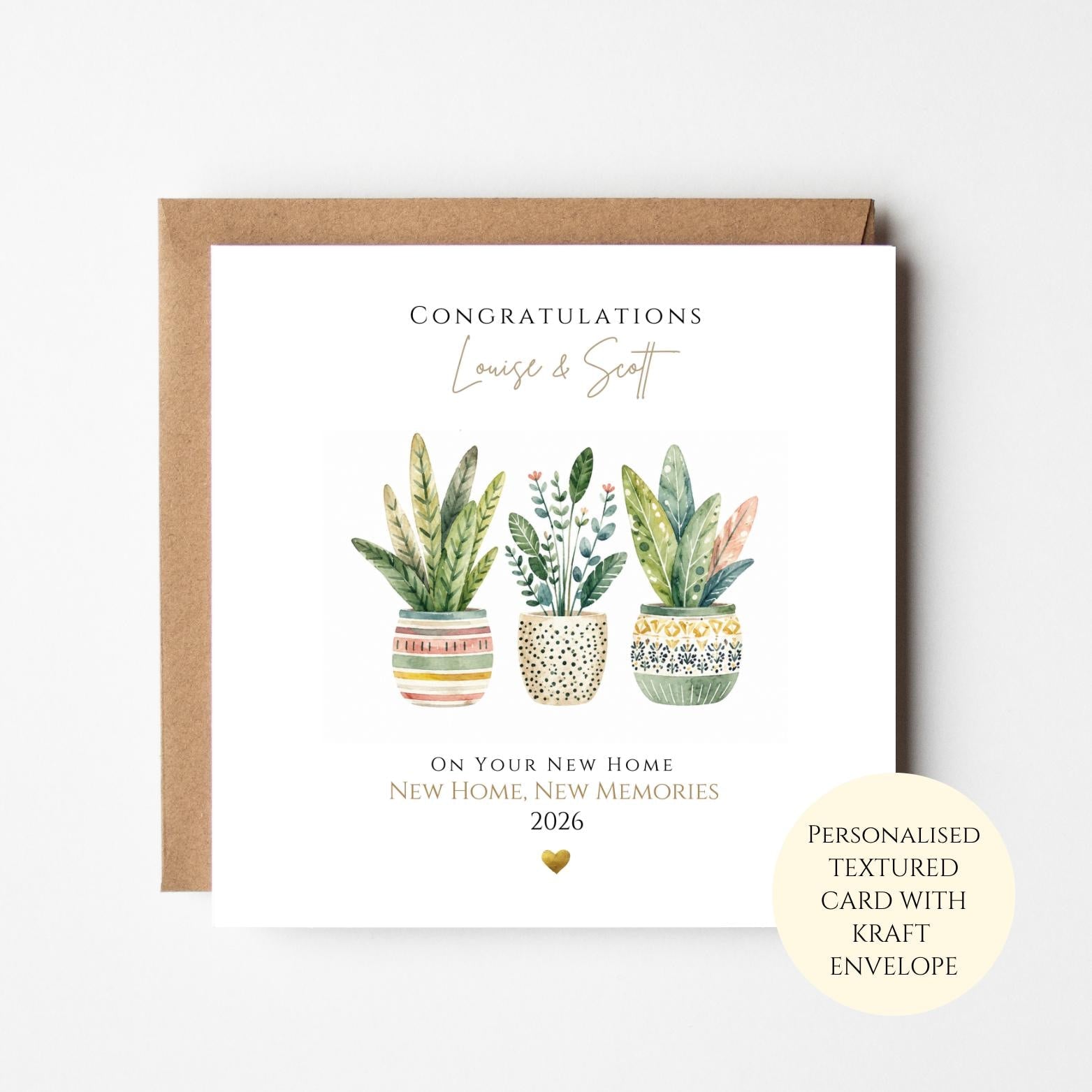Personalised New Home Card, House Plant Housewarming Card, Congratulations New House Gift, Plant Lover Moving Card