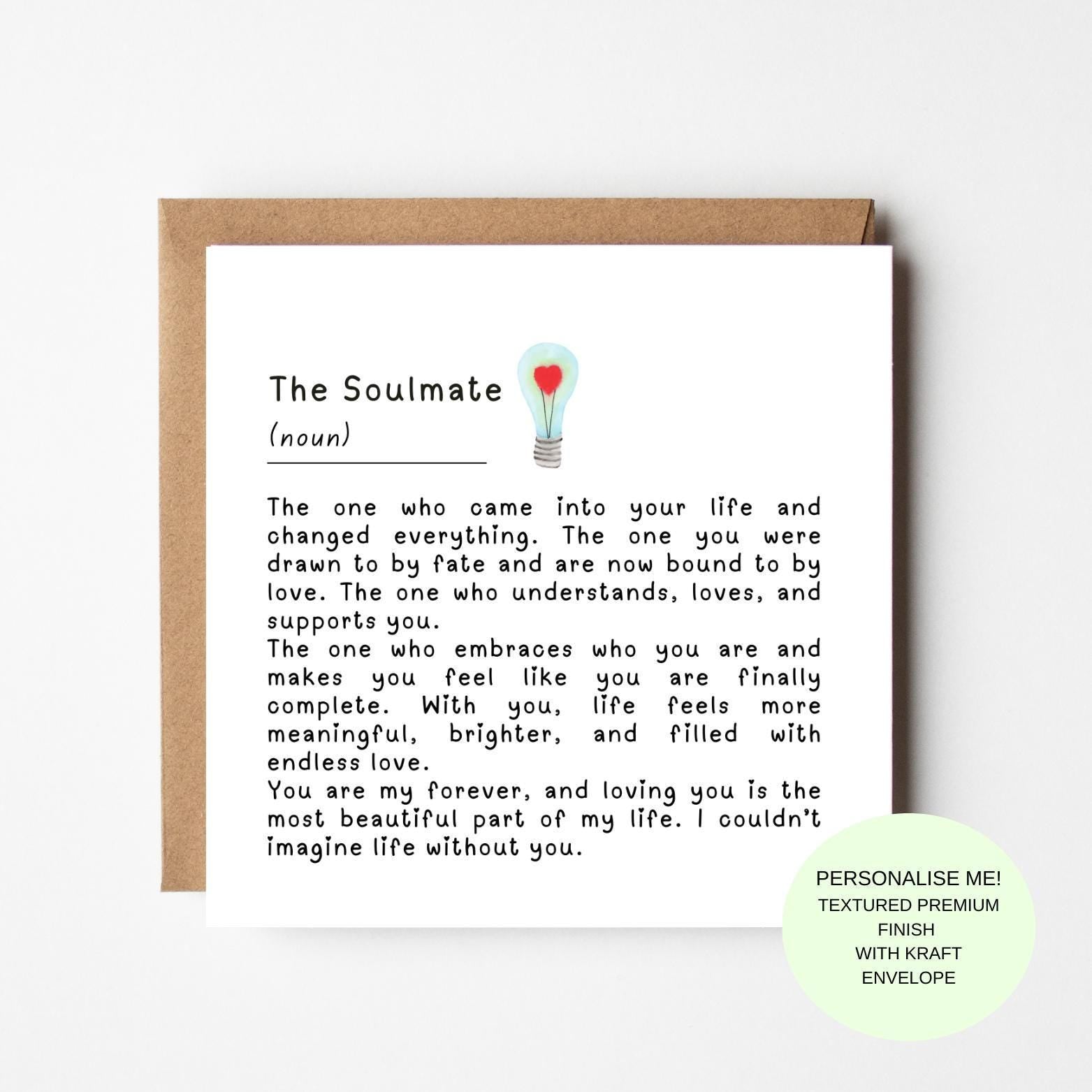 Soulmate Love Card for Partner, Anniversary, Husband, Wife – Romantic Keepsake