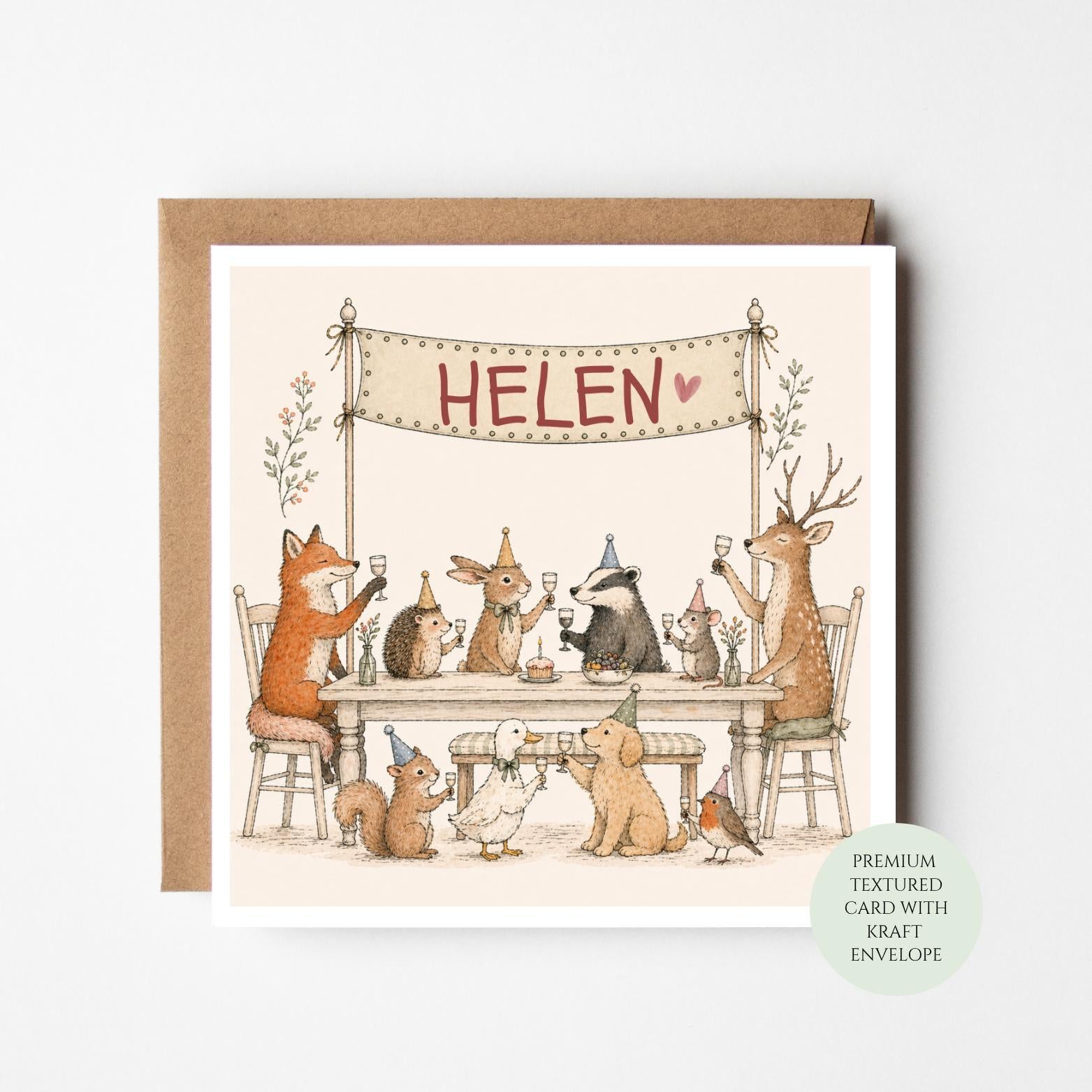 Personalised Birthday Card - Woodland Animals, Party Animal Style