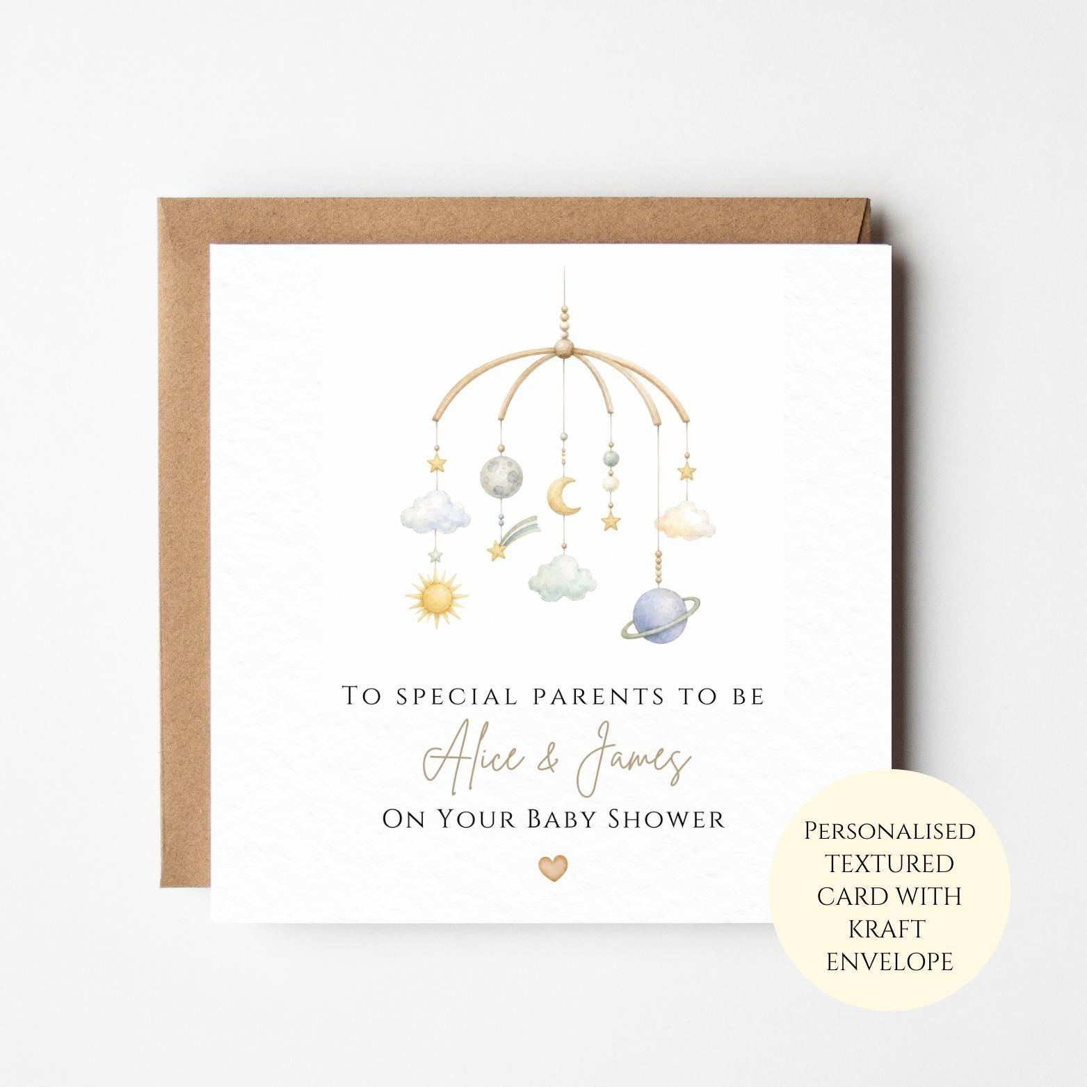 Personalised Celestial Baby Shower Card, Moon Stars Nursery Gift, Parents To Be