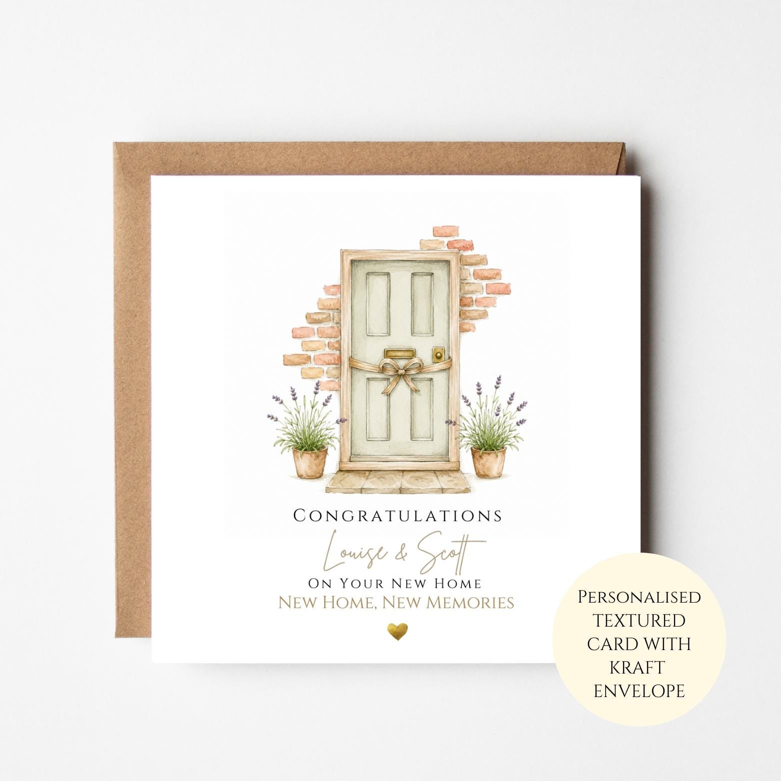Personalised New Home Card, Front Door Housewarming Card, Congratulations New House, New Address Gift, First Home Card