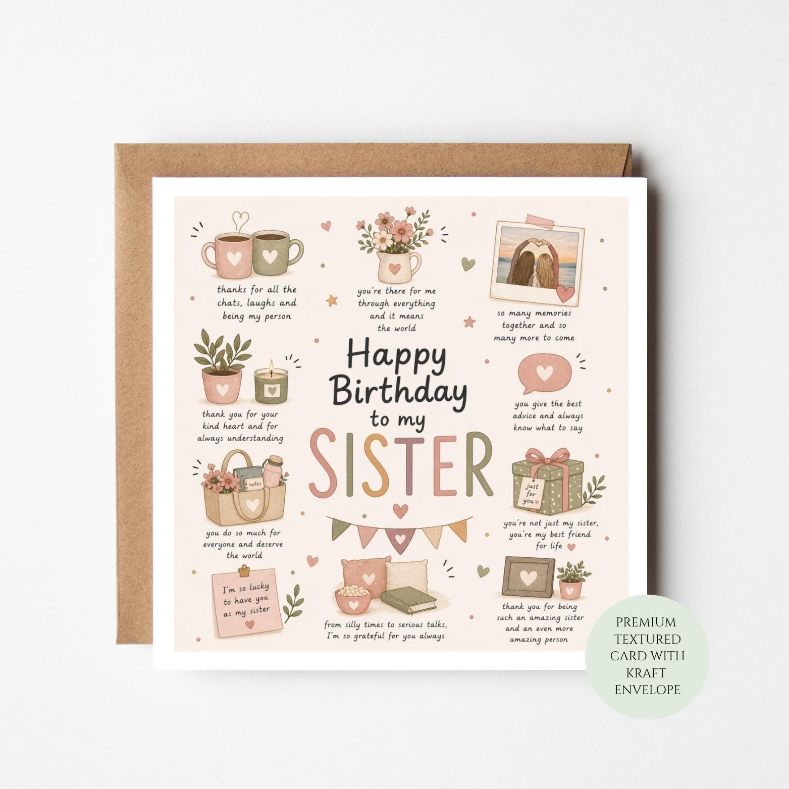 Happy Birthday Sister Card - Warm Wishes from Family