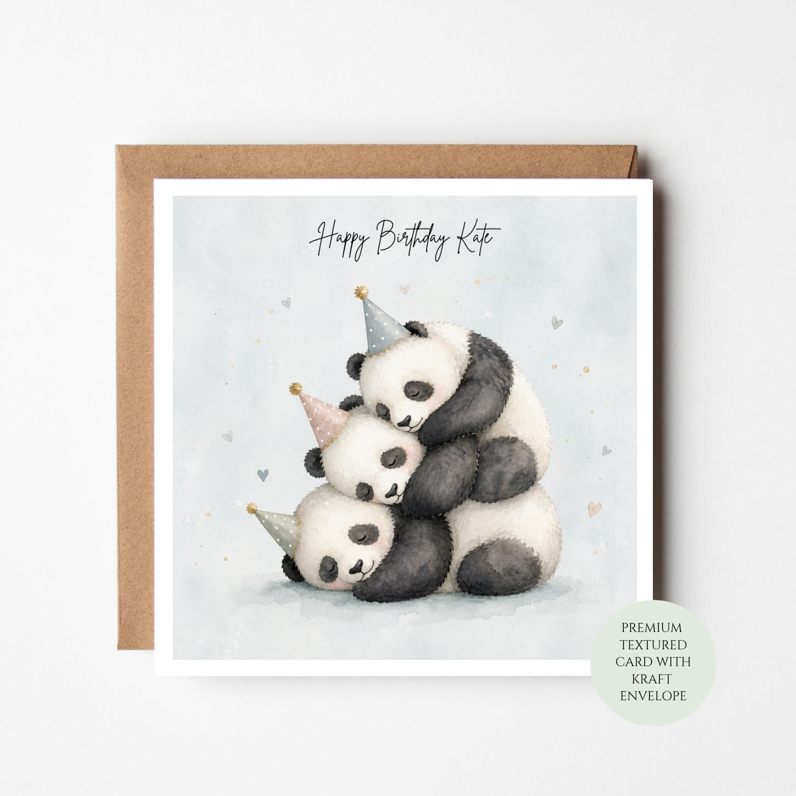 Panda Birthday Card: Animal Lover Greeting (Textured Cardstock)