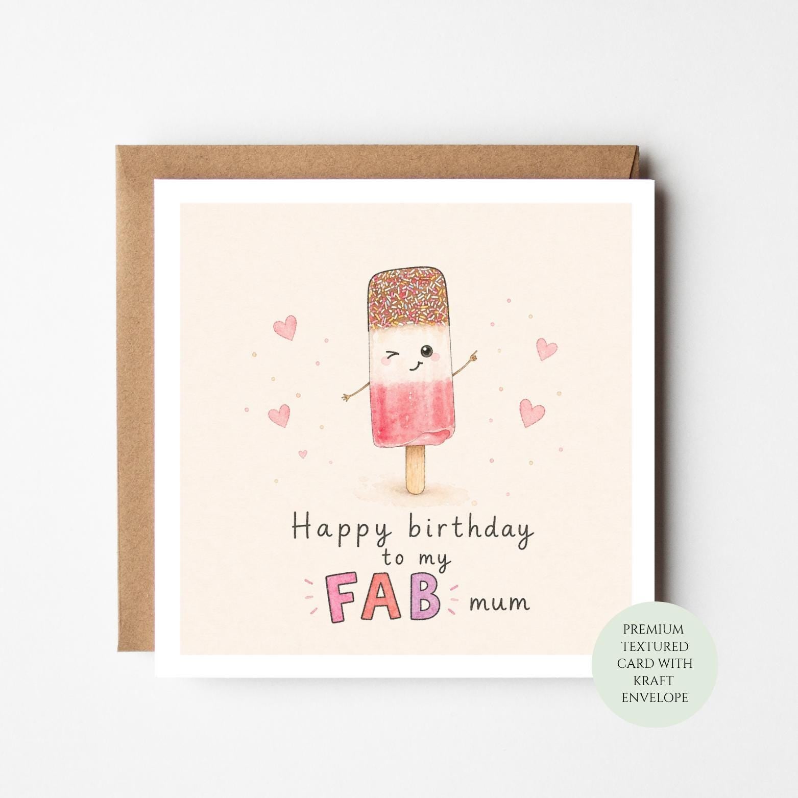 Funny Birthday Card for Mum: Ice Pop Design from Daughter or Son