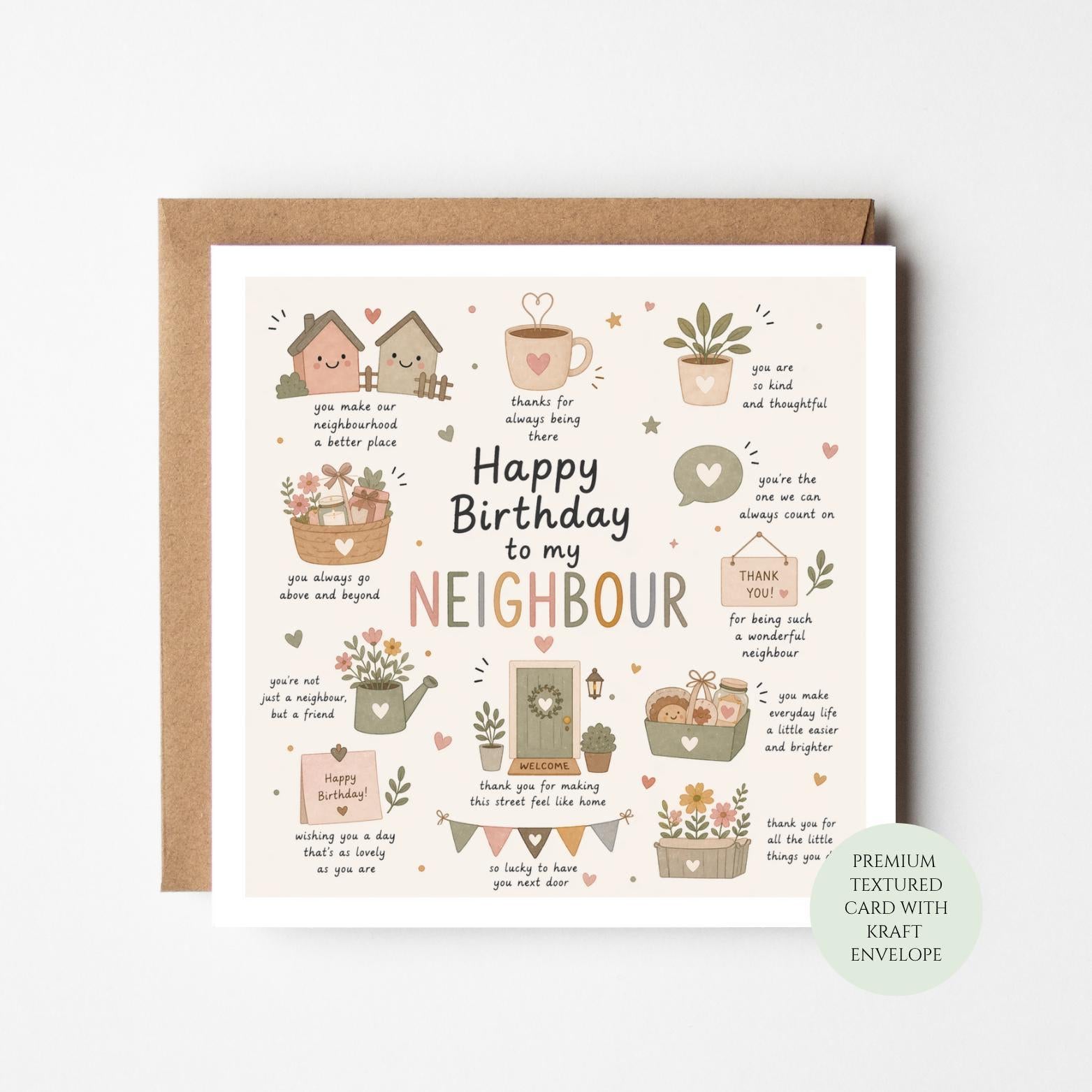 Neighbour Birthday Card: Kind, Thoughtful Friend Greeting