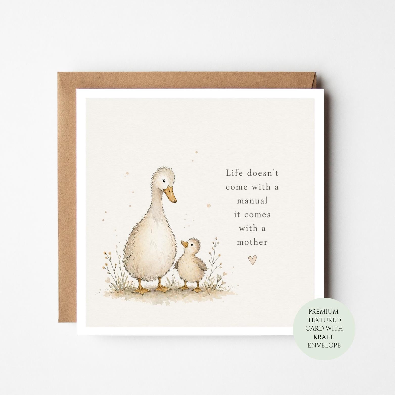 Mother Birthday Card: Hand-Drawn Duck Illustration - Personalised Message