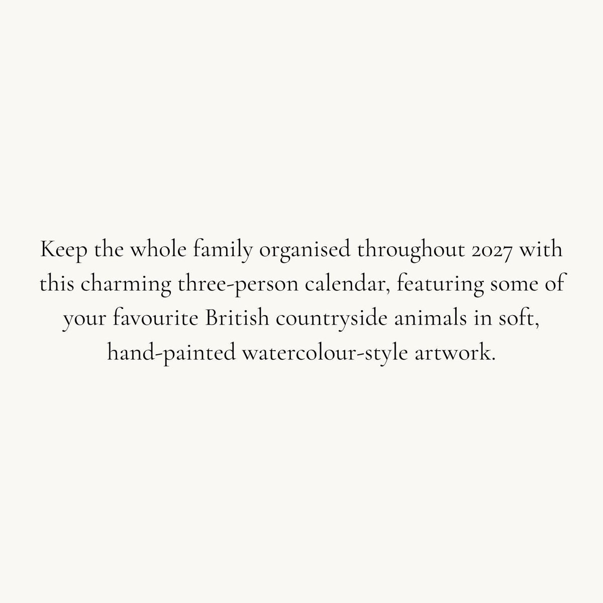 2027 Family Calendar for 3: A4 Wall Planner with Watercolour British Countryside Animals