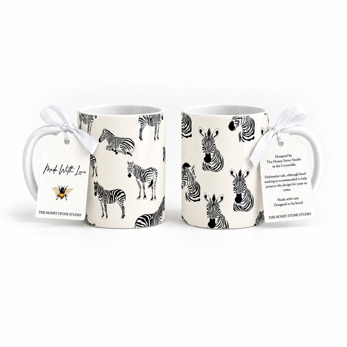 Zebra Mug Set of 2, 11oz Ceramic Animal Print, Countryside Kitchen Gift