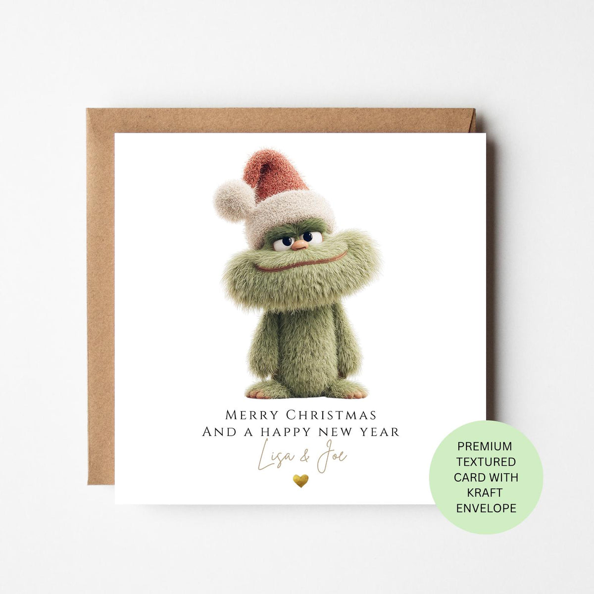 Personalised Cheeky Green Christmas Monster Card