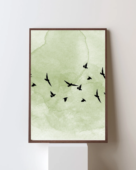 Minimalist Birds in Flight Wall Art